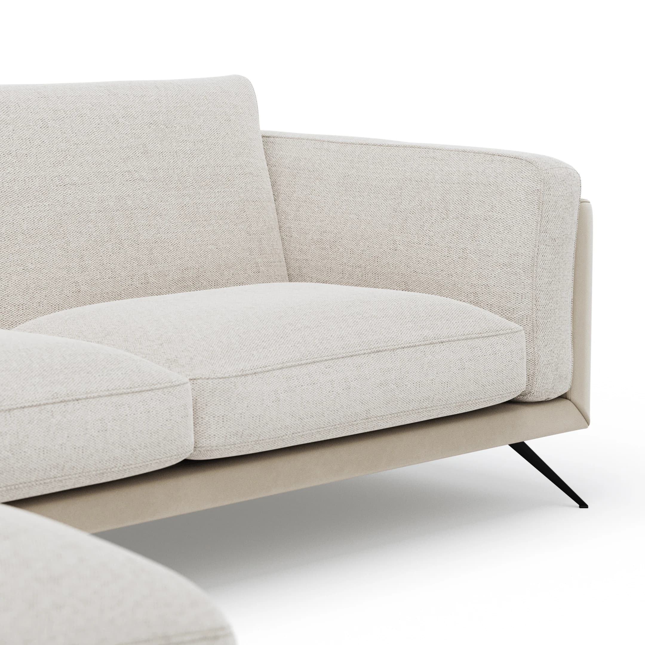 Ecksofa Valdemoro - Longchair mit 2,5-Sitzer rechts inkl. Rückenlehne verstellbar, Stoff, Creme