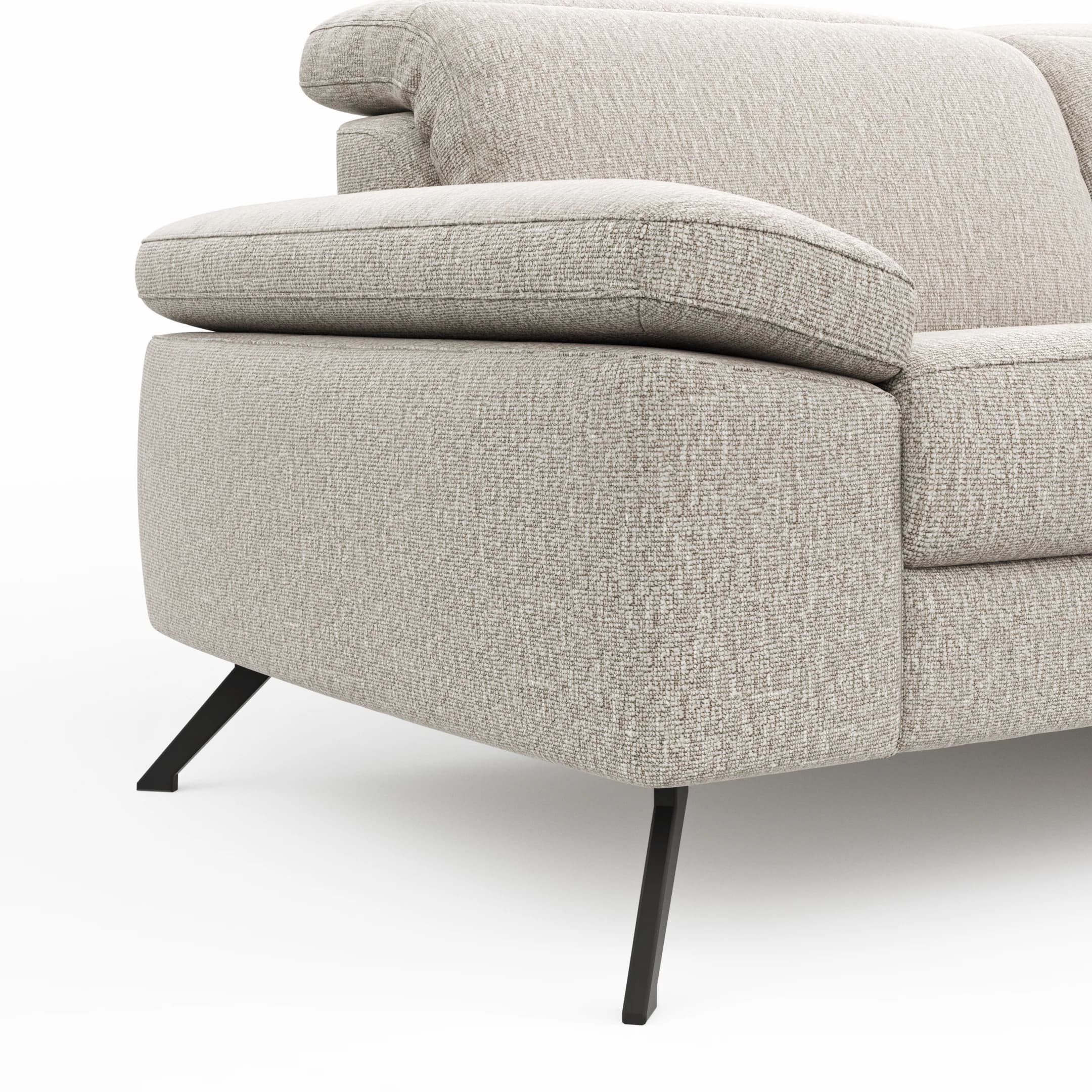 Sofa Rafaela 2.0 - 2,5-Sitzer inkl. Kopfteil verstellbar, Stoff, Champagner