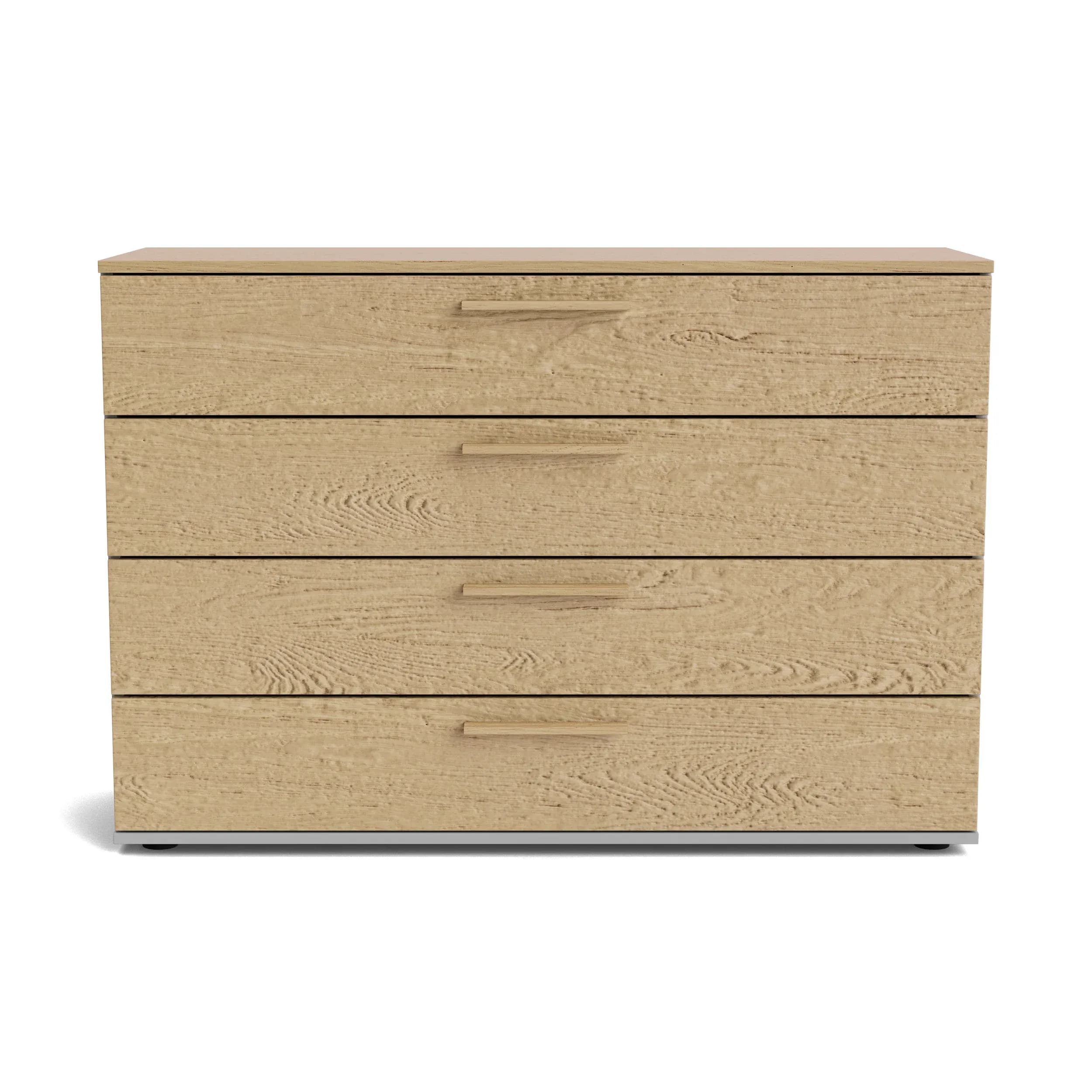 Kommode Caluma - Lack Taupe, Balkeneiche Riffholz