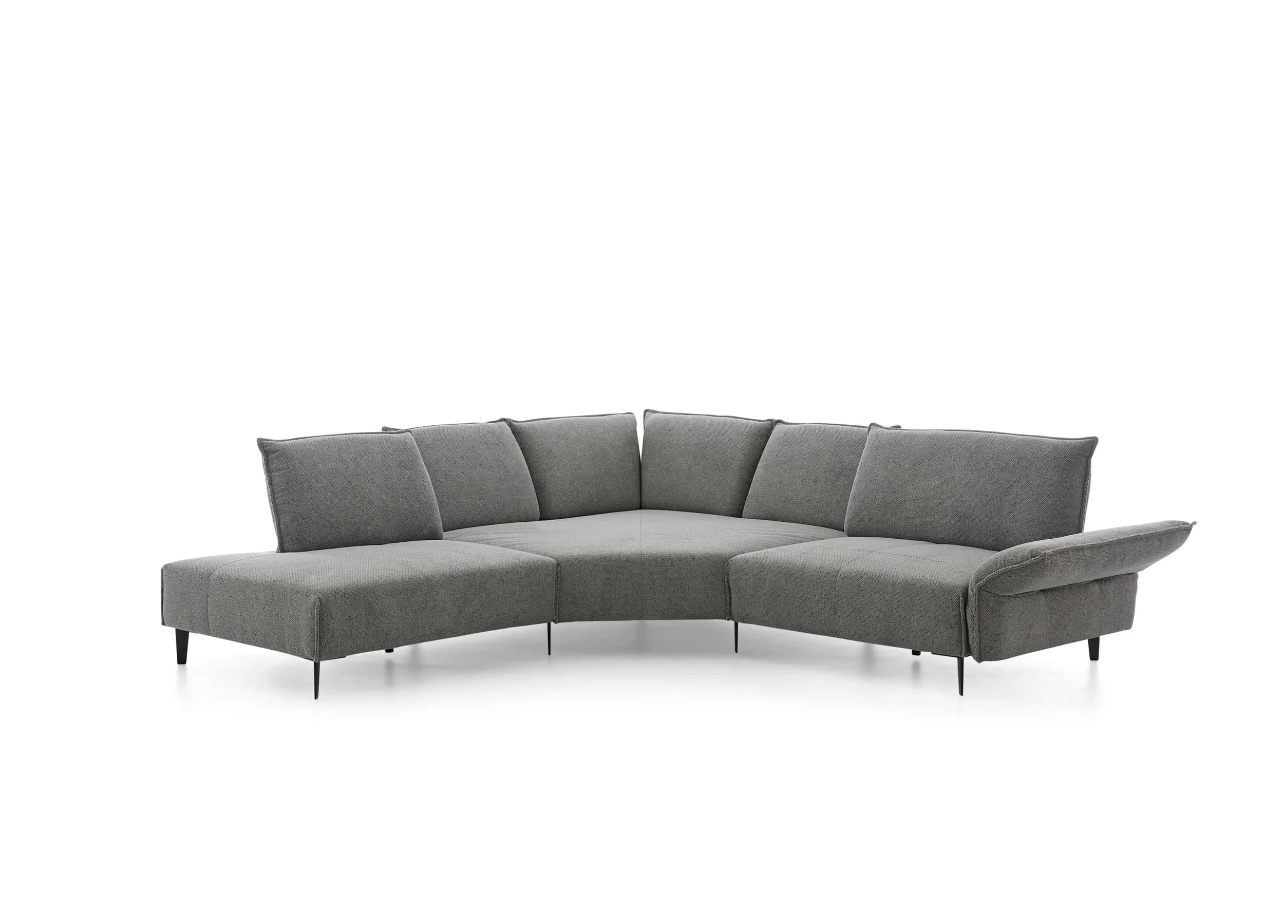 Ecksofa - Ecke links mit 1-Sitzer, Sitztiefe verstellbar, Stoff, Hellgrau