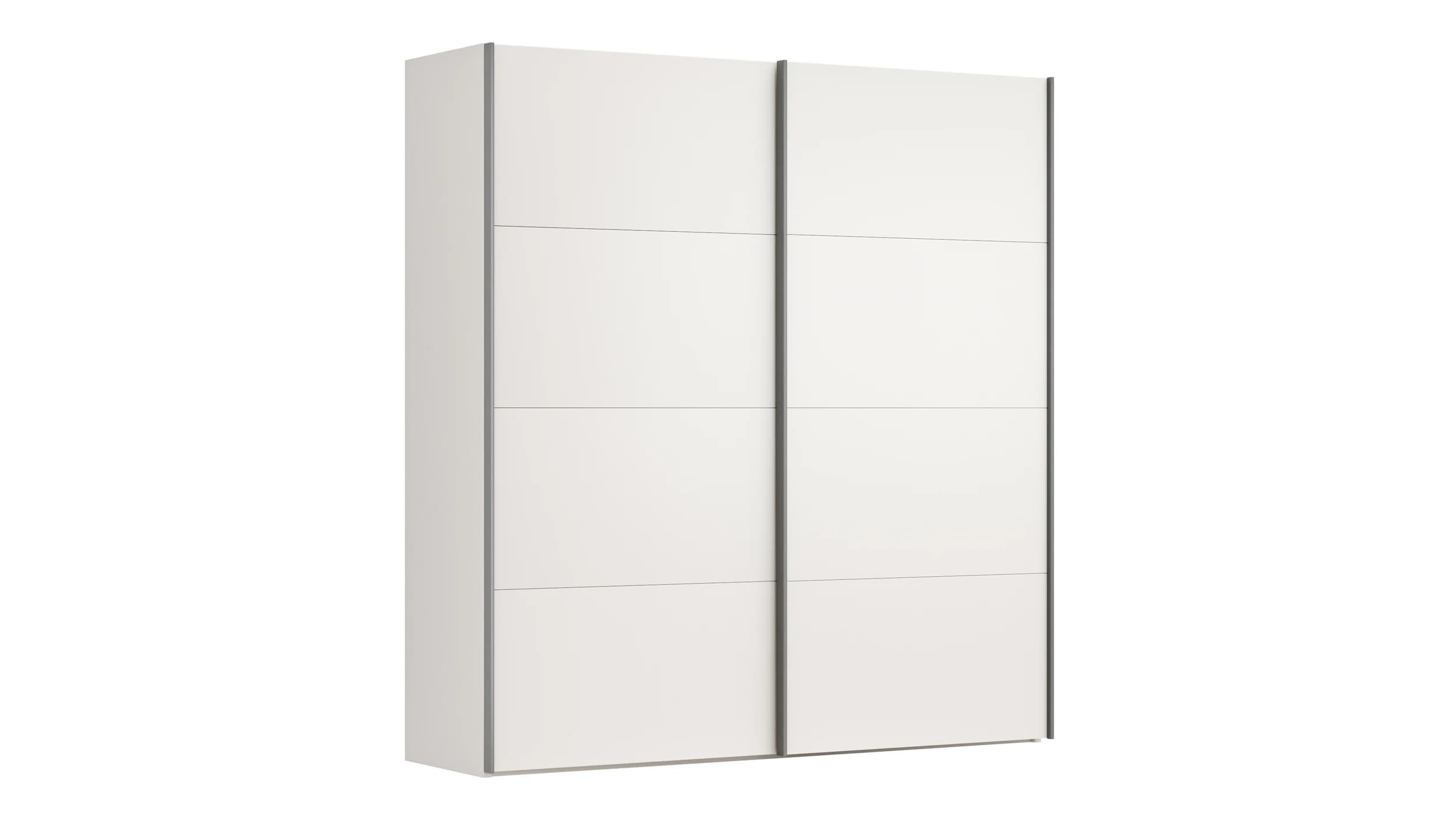 Schwebetürenschrank Viana - B ca. 212 cm, Lack, Weiß