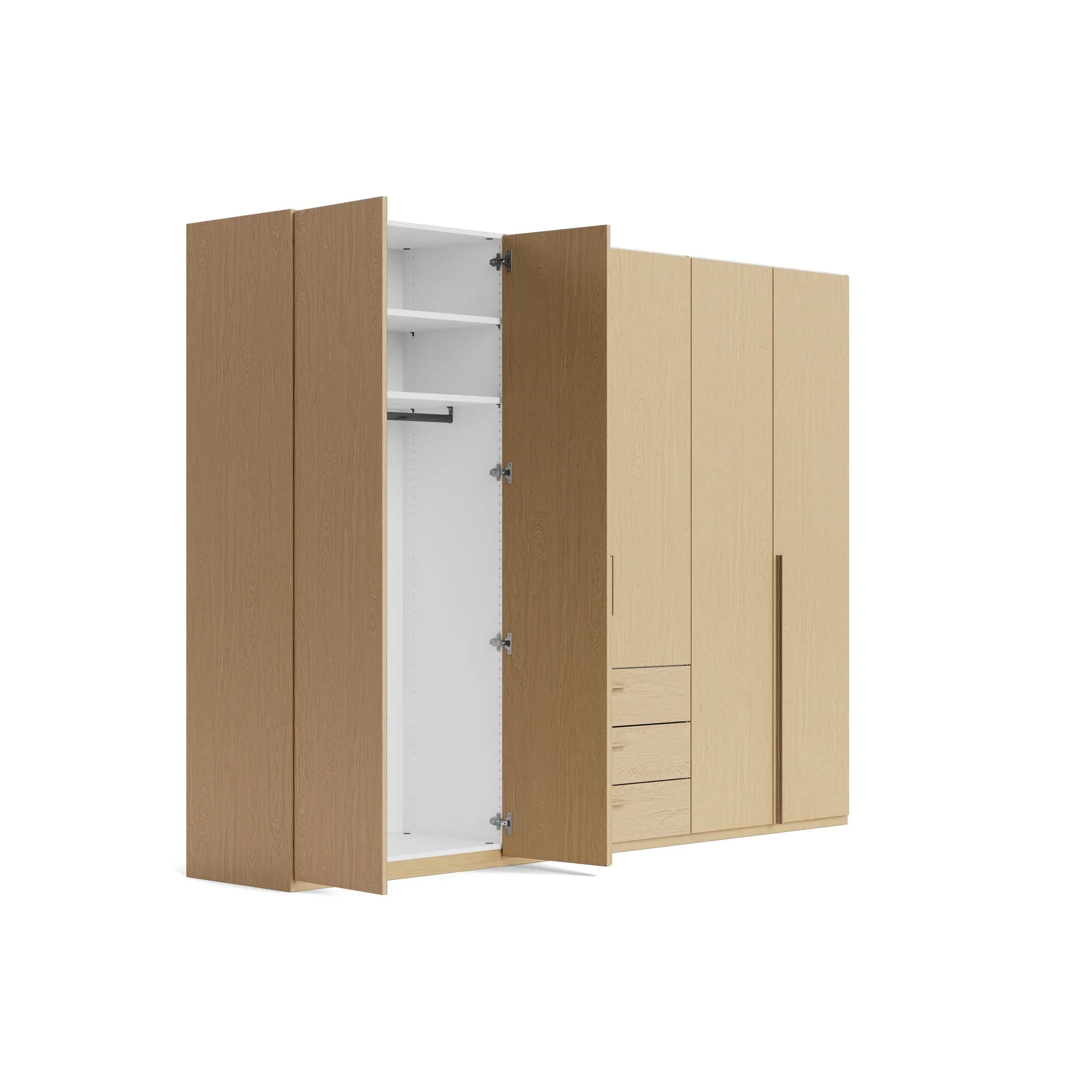 Drehtürenschrank Caluma - B. ca. 300cm, Furnier, Balkeneiche