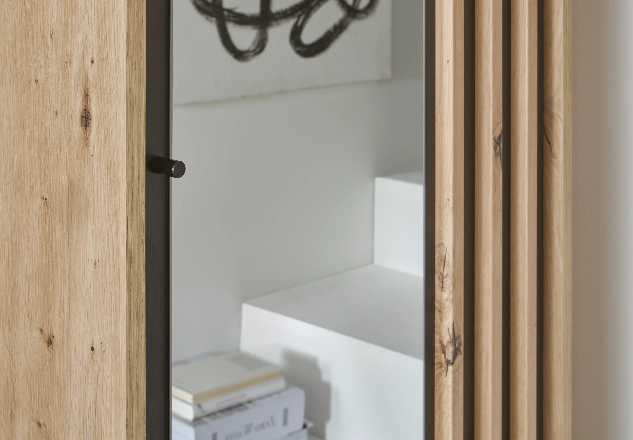Kompaktgarderobe- Eiche Dekor, Schwarz
