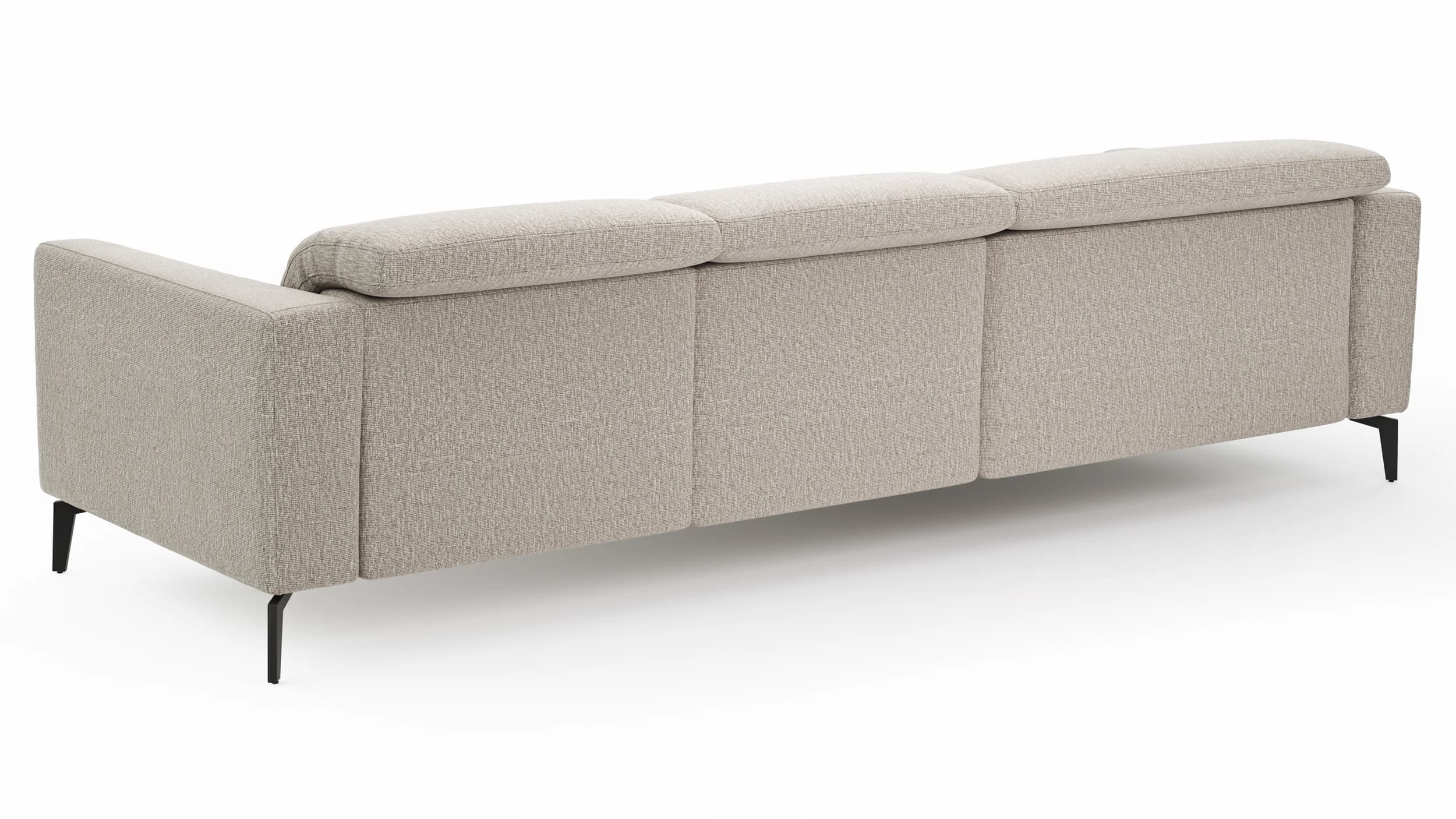 Ecksofa Rafaela 2.0 - Longchair mit 2,5-Sitzer rechts inkl. Kopfteilverstellung, Stoff, Champagner