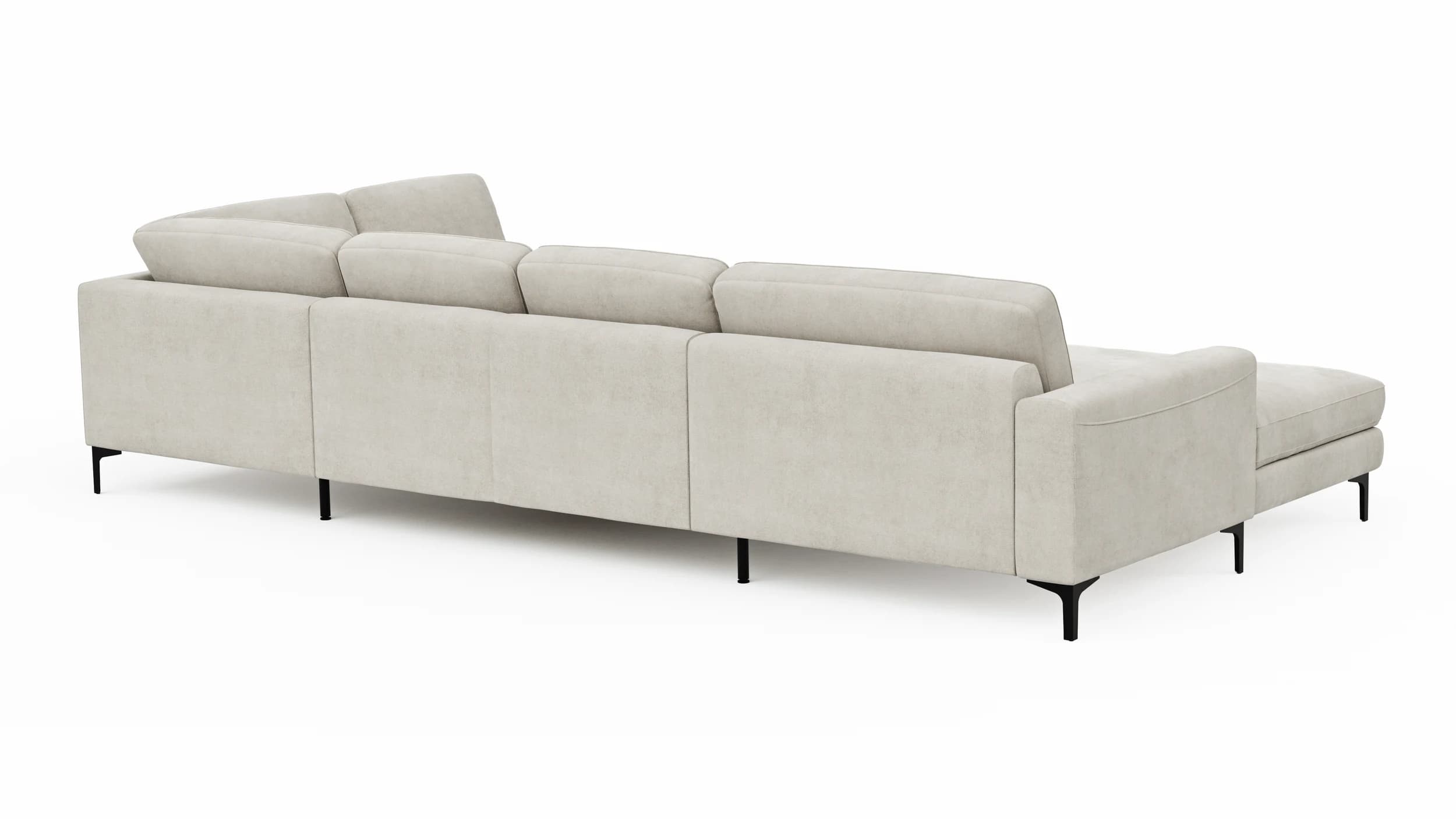 Wohnlandschaft Oviedo - Longchair links mit 2-Sitzer und Ecke rechts, Stoff, Natur