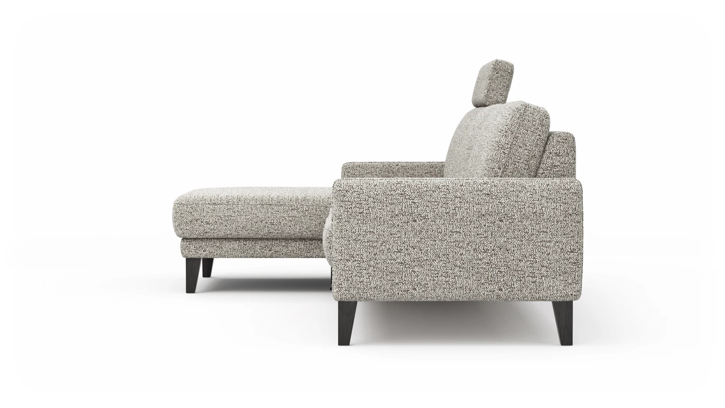 Ecksofa Matero - Longchair + 2,5-Sitzer rechts inkl. Relaxfunktion motorisch, Stoff, Graubeige