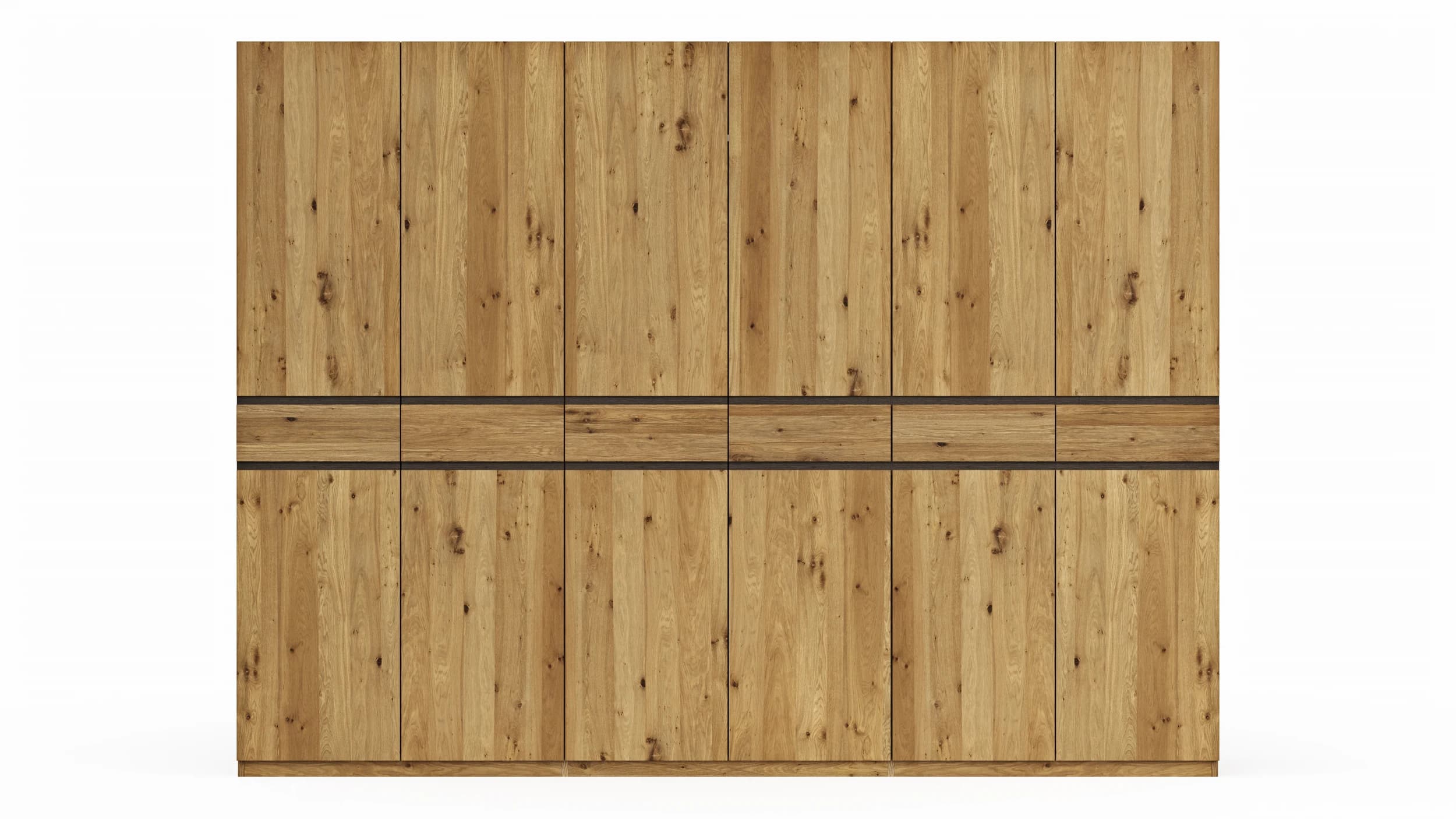 Drehtürenschrank Baltimore - B ca. 292 cm, Wildeiche massiv, natur geölt