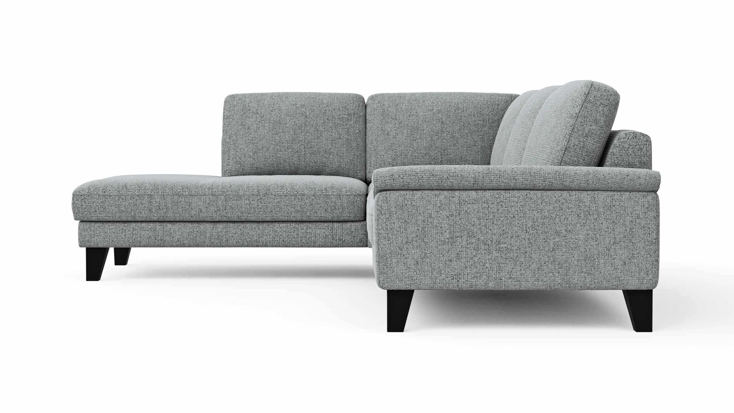 Ecksofa Oviedo - Ecke links mit 2,5-Sitzer inkl. Drehsitz, Stoff, Hellgrau