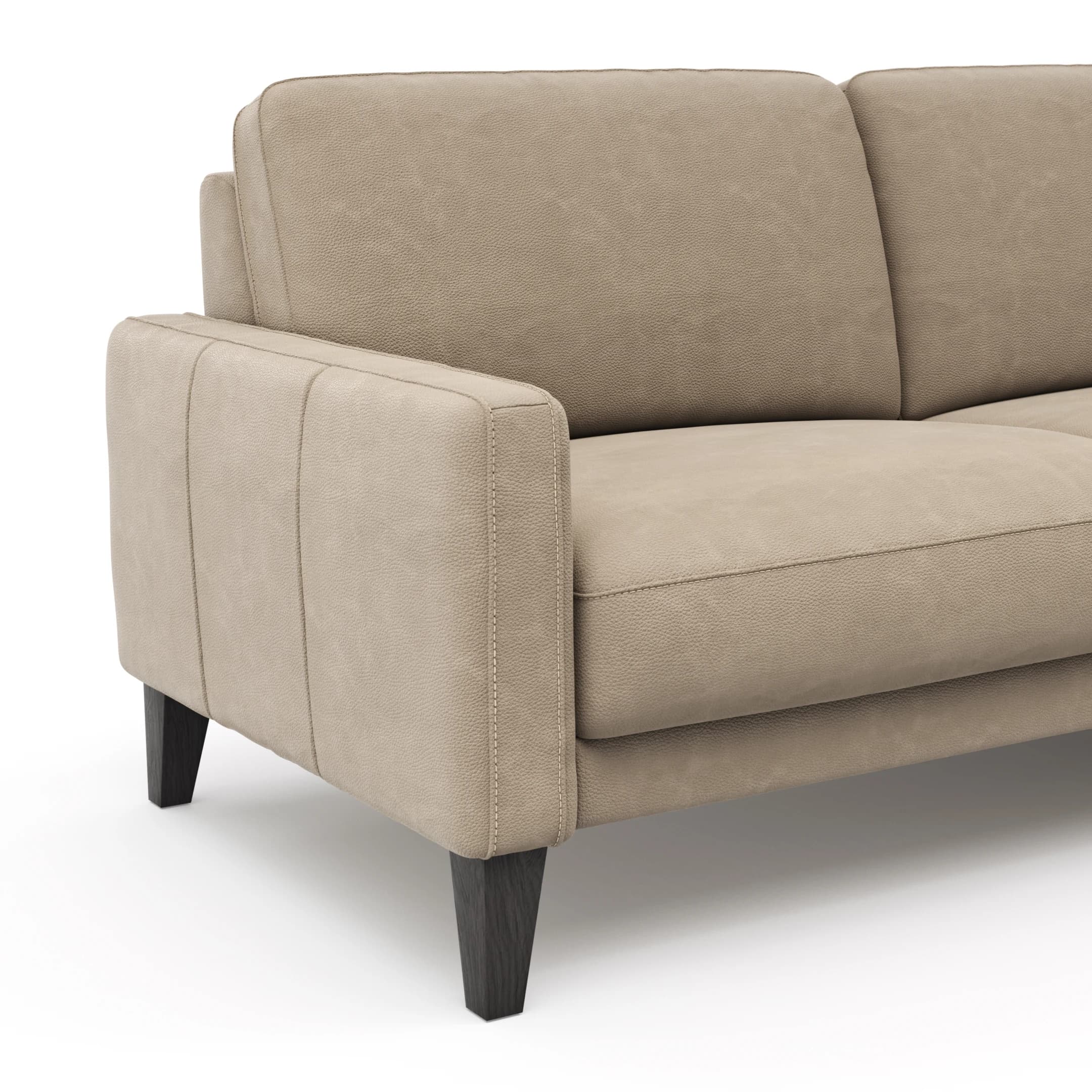 Ecksofa Matero - 2,5-Sitzer mit Longchair rechts inkl. Relaxfunktion motorisch, Leder, Taupe