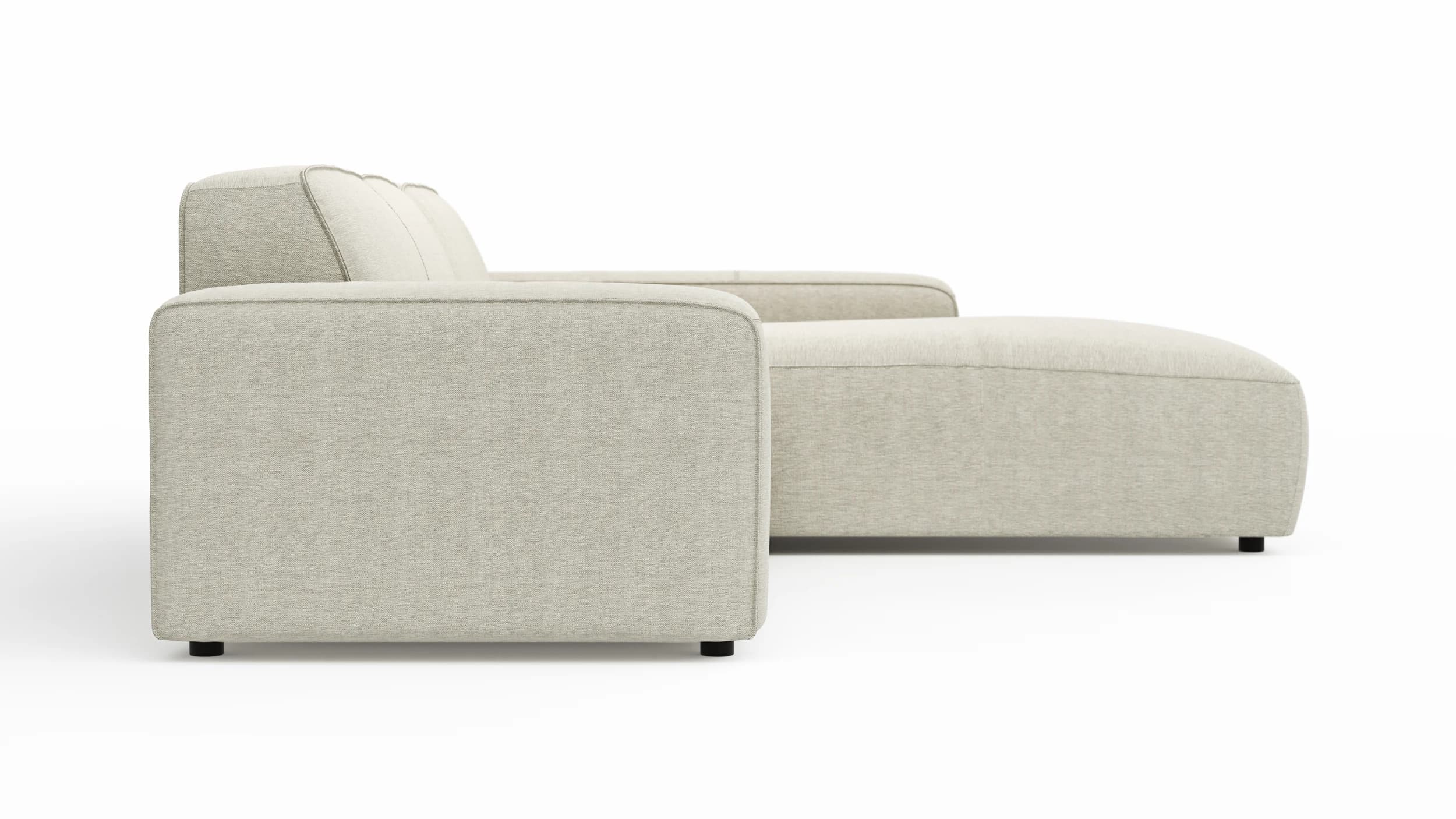 Ecksofa Denver - 2,5-Sitzer mit Longchair rechts, Stoff, Natur