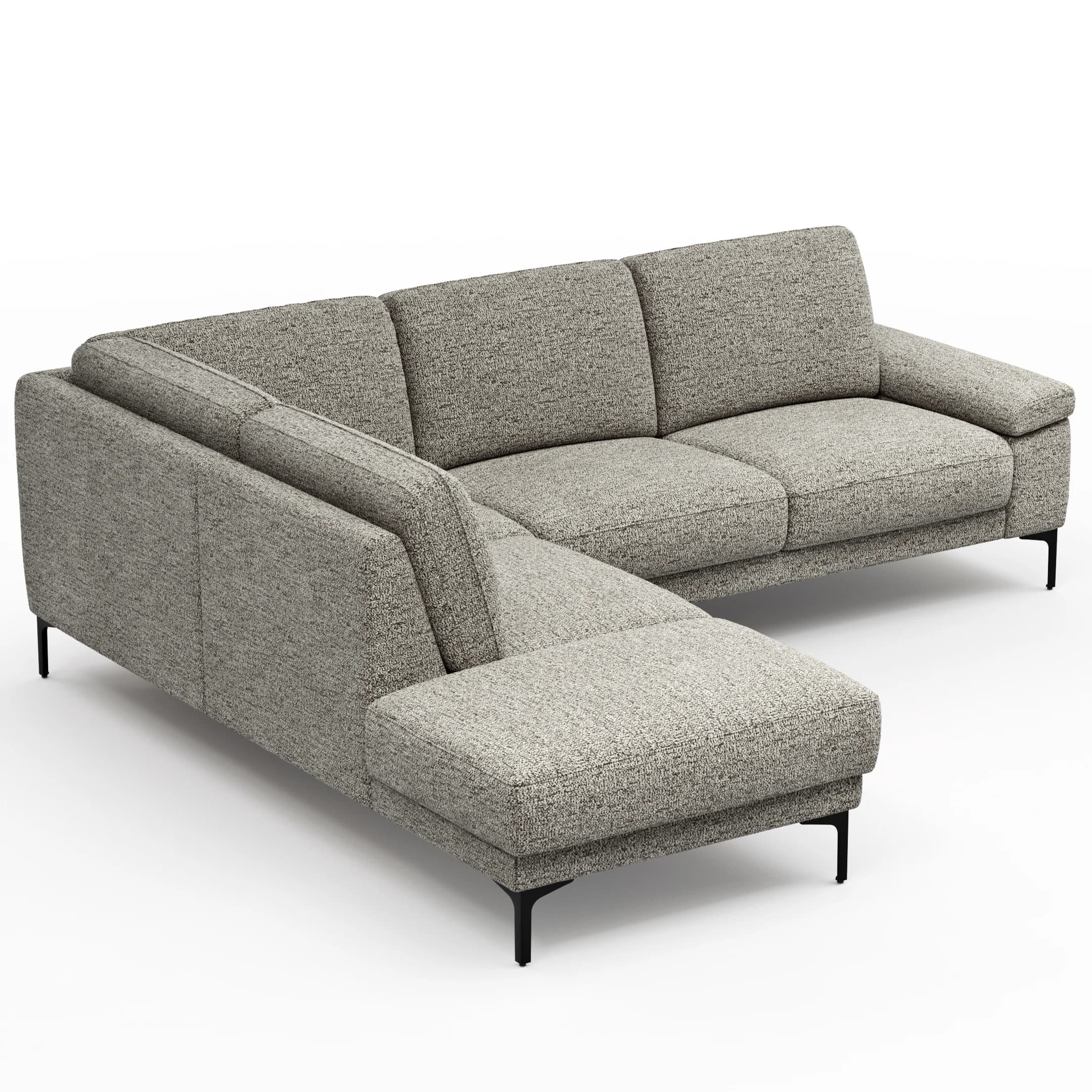 Ecksofa Matero - Ecke mit 2-Sitzer rechts, Stoff, Graubeige