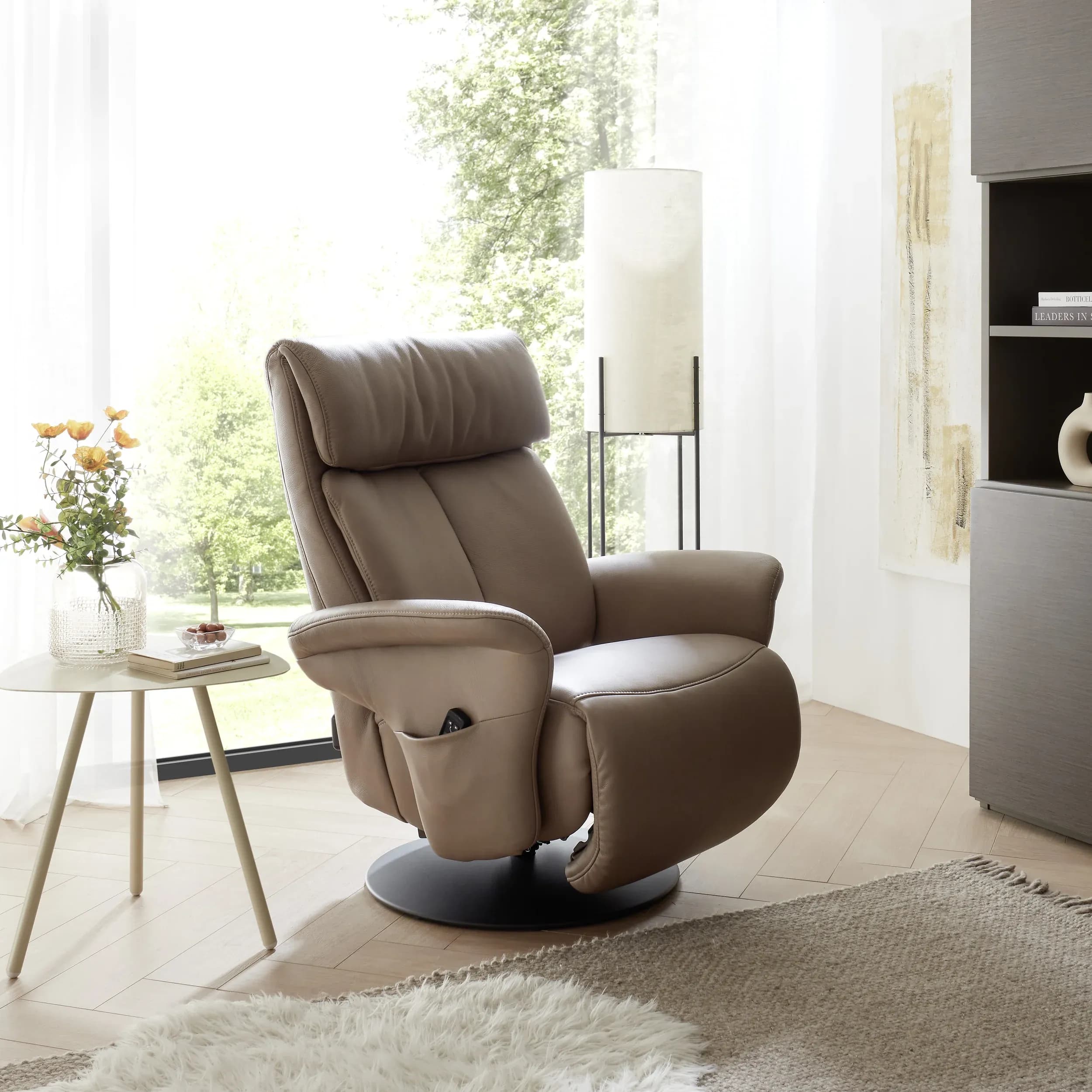 Fernsehsessel EM Gera - Relaxfunktion 1-motorig, Leder, braun