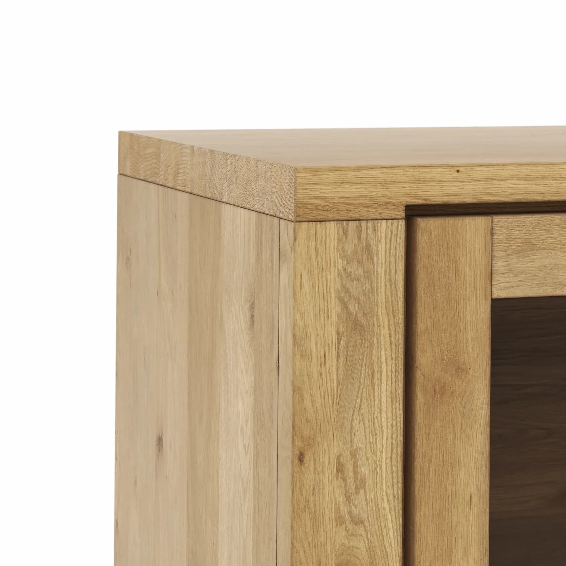 Highboard Bakersfield - sichtbare Rückwand geschroppt, Asteiche massiv, geölt