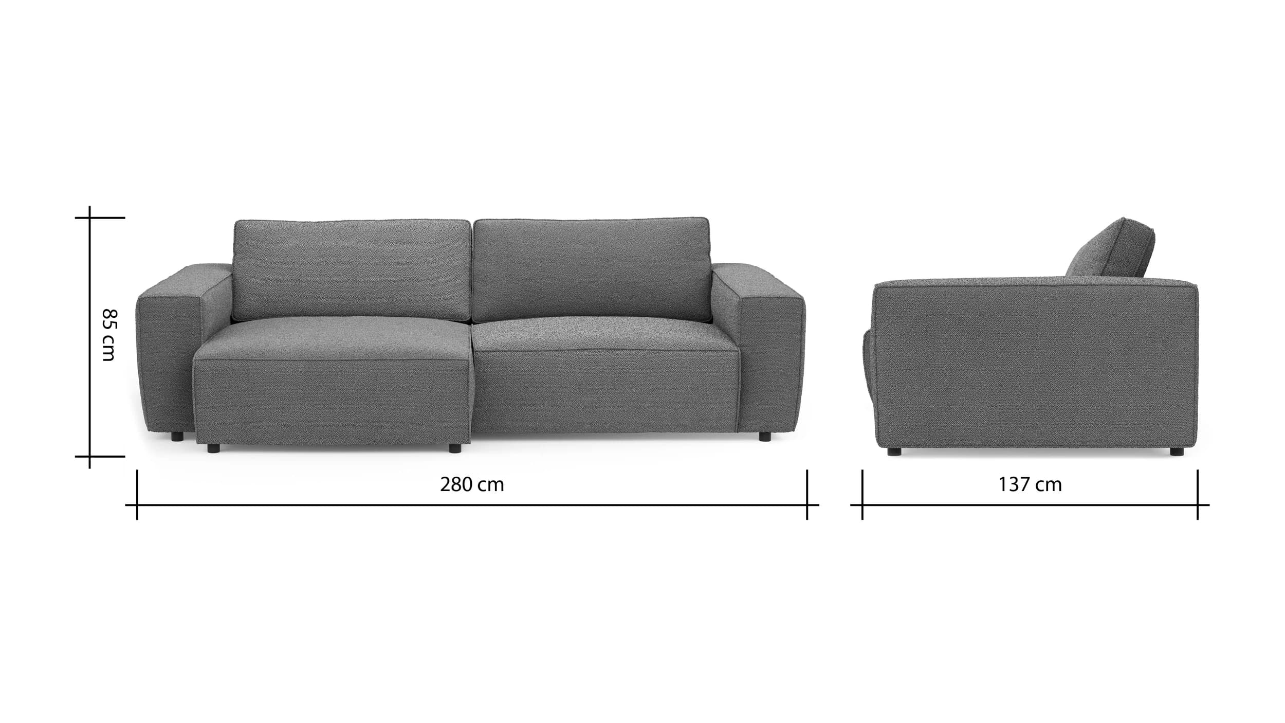 Sofa Lilaia - 1,5-Sitzer XL Tief mit 1,5-Sitzer XL, Stoff, Olivgrün
