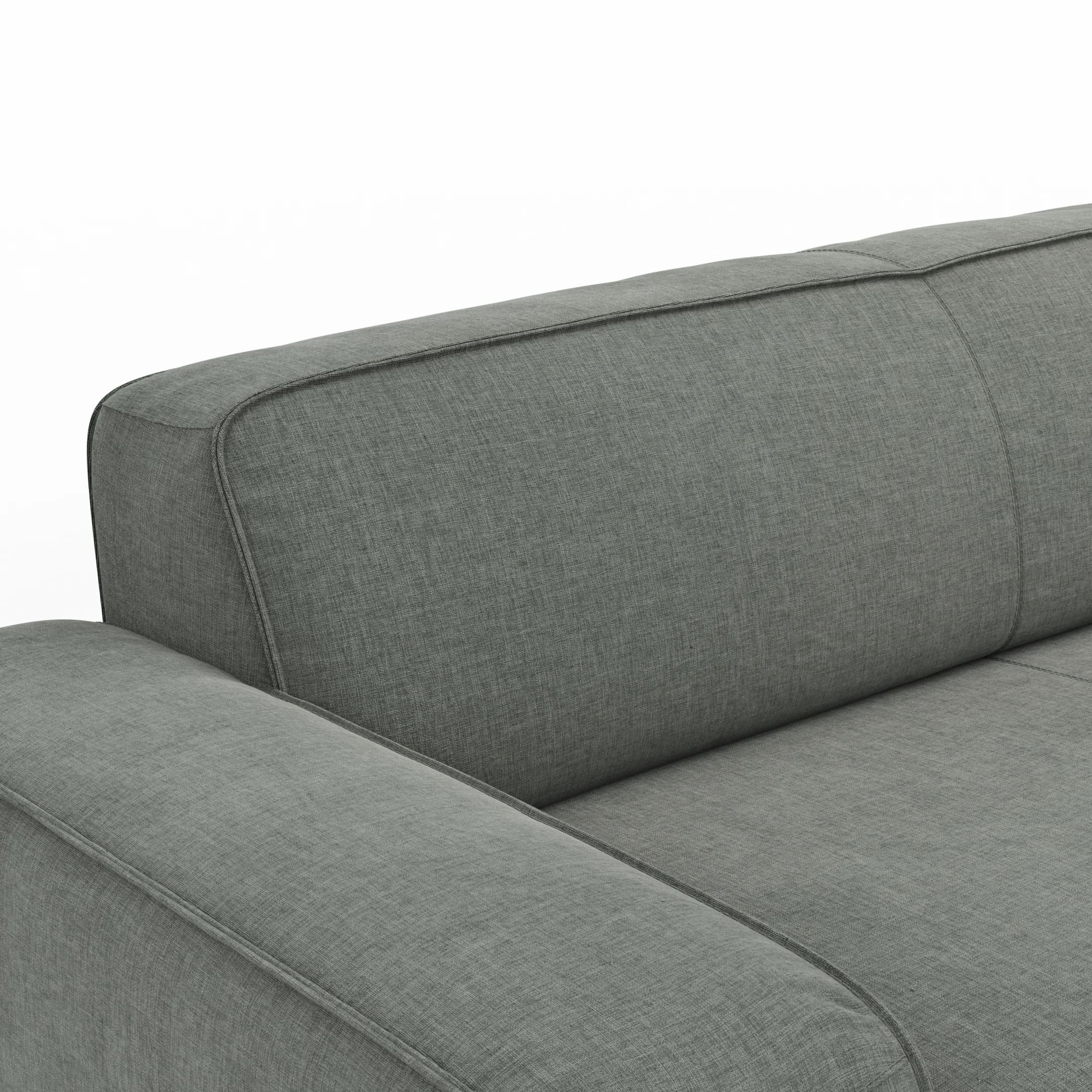 Ecksofa Denver - 2-Sitzer mit Longchair rechts, Stoff, Grau