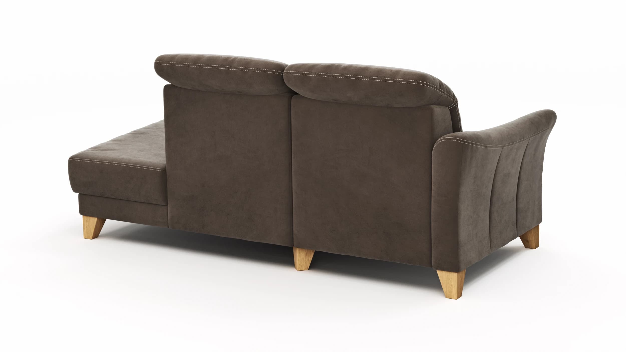 Sofa Canterbury - Recamiere links inkl. Kopfteil verstellbar und Sitzvorzug (motorisch), Stoff, Dunkelbraun