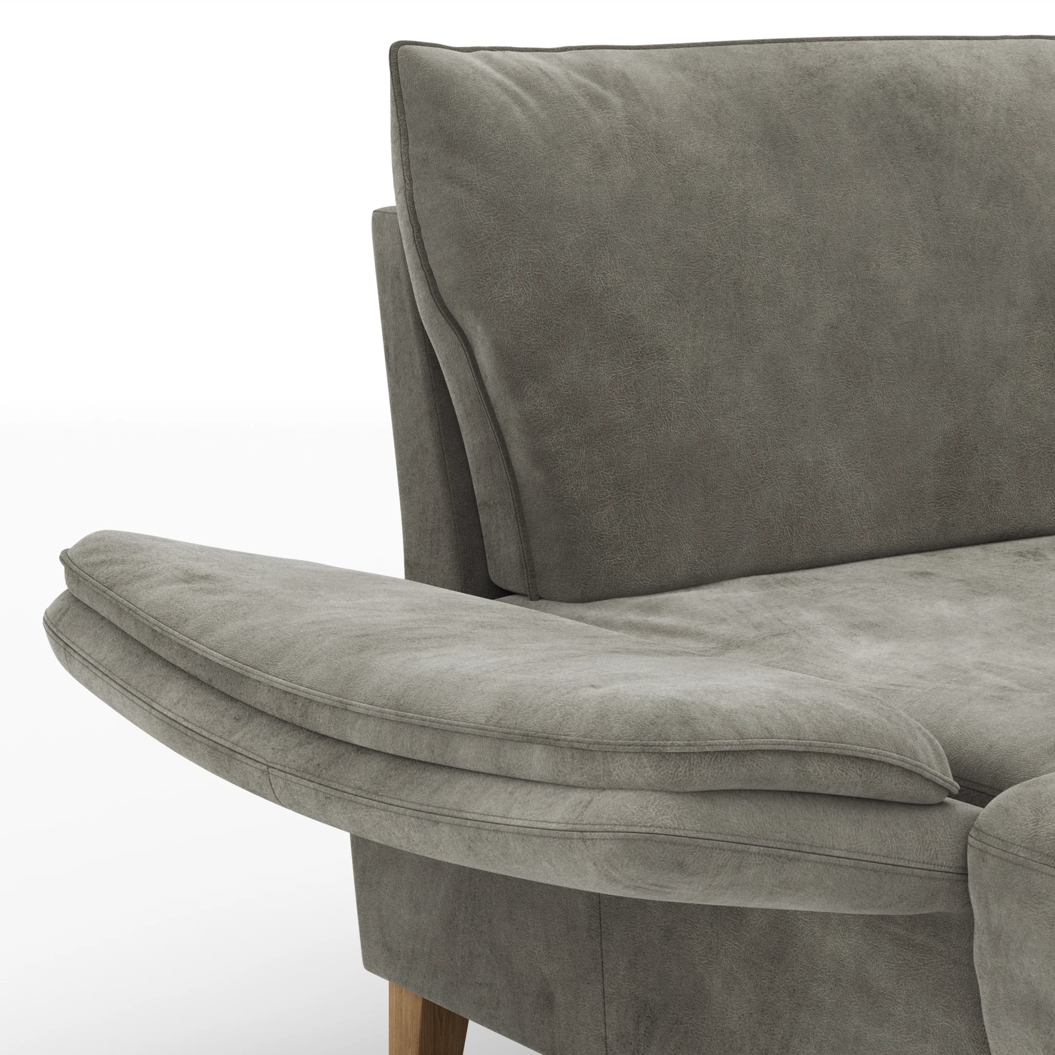 Sofa Stamford - inkl. Armlehne verstellbar und Kopfstütze, 3,5-Sitzer, Bogen links mit Ecksofa 2-sitzig und Abschlusshocker Rechts, Stoff, Anthrazit