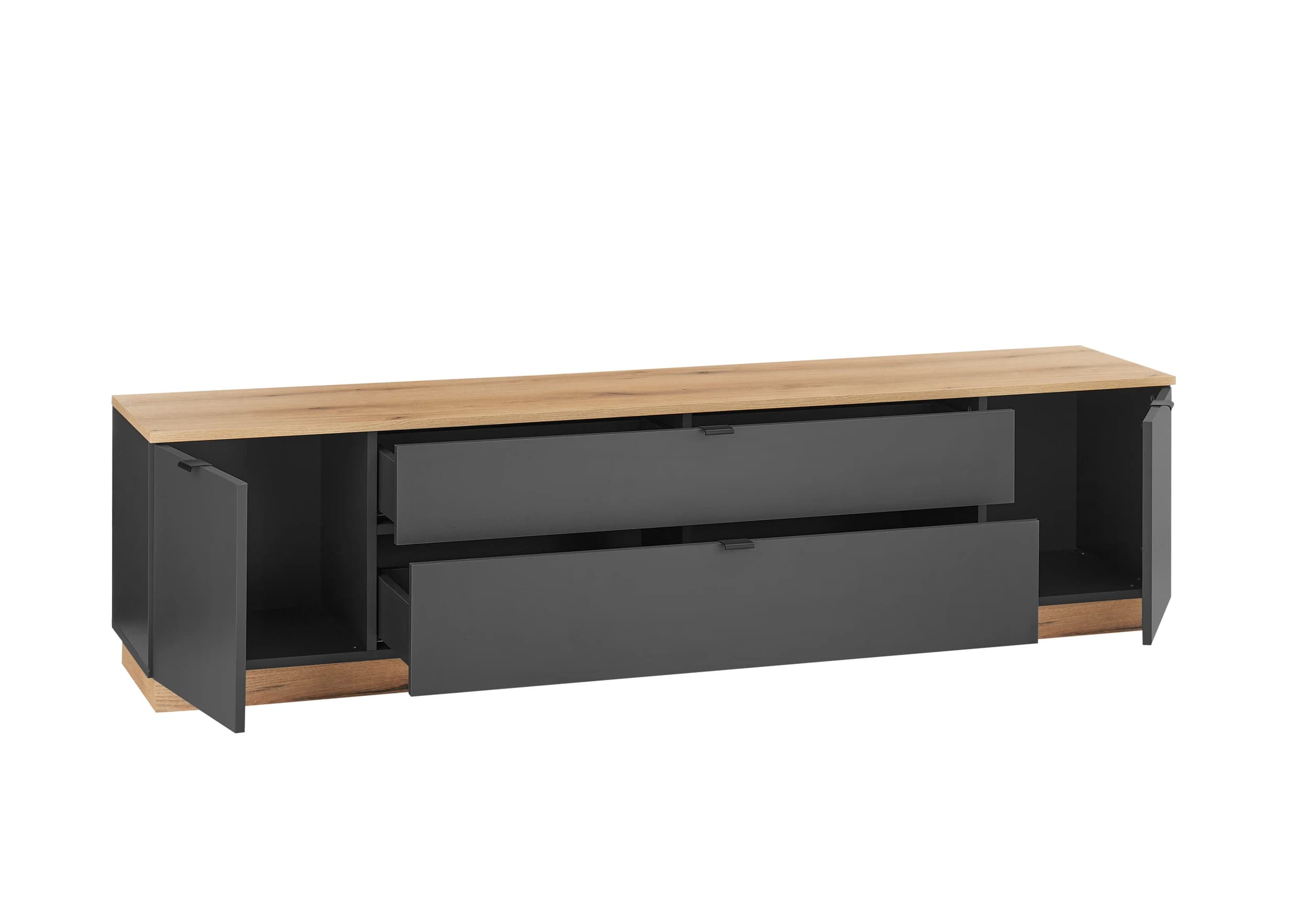 Lowboard- Anthrazit, Eiche Dekor