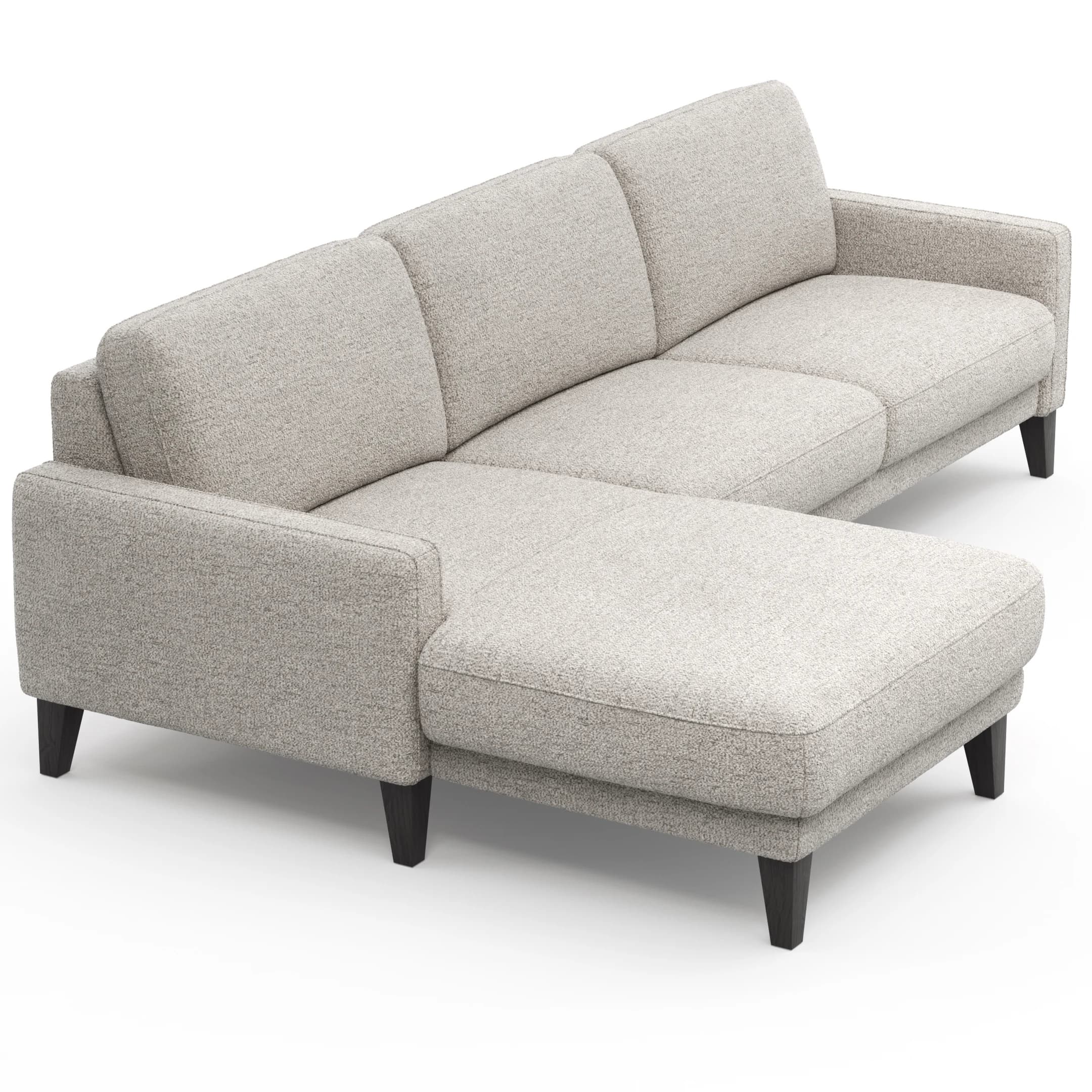Ecksofa Matero - Longchair mit 2,5-Sitzer rechts, Stoff, Hellgrau