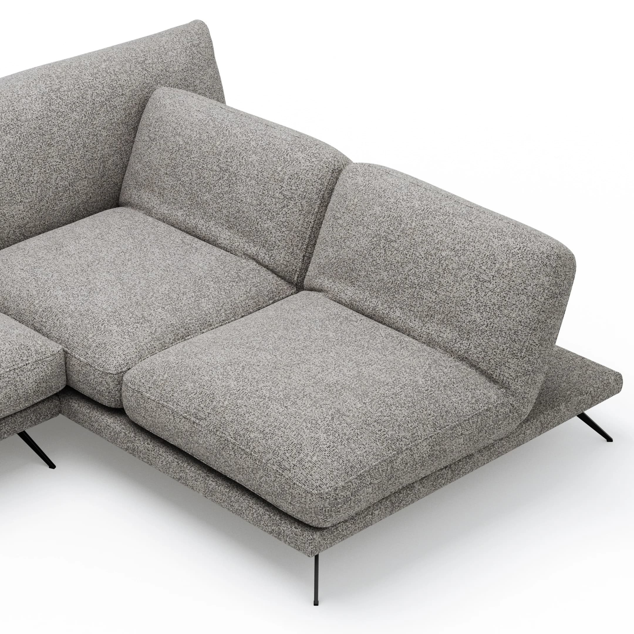 Ecksofa Valdemoro - 2,5-Sitzer mit Longchair rechts inkl. Rückenlehne verstellbar, Stoff, Grau