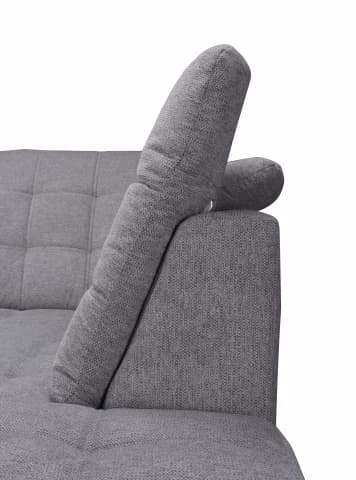 Ecksofa - 2-Sitzer, Ecke rechts inkl. Schlaffunktion und Bettkasten, verstellbare Kopfstützen, Stoff, Grau