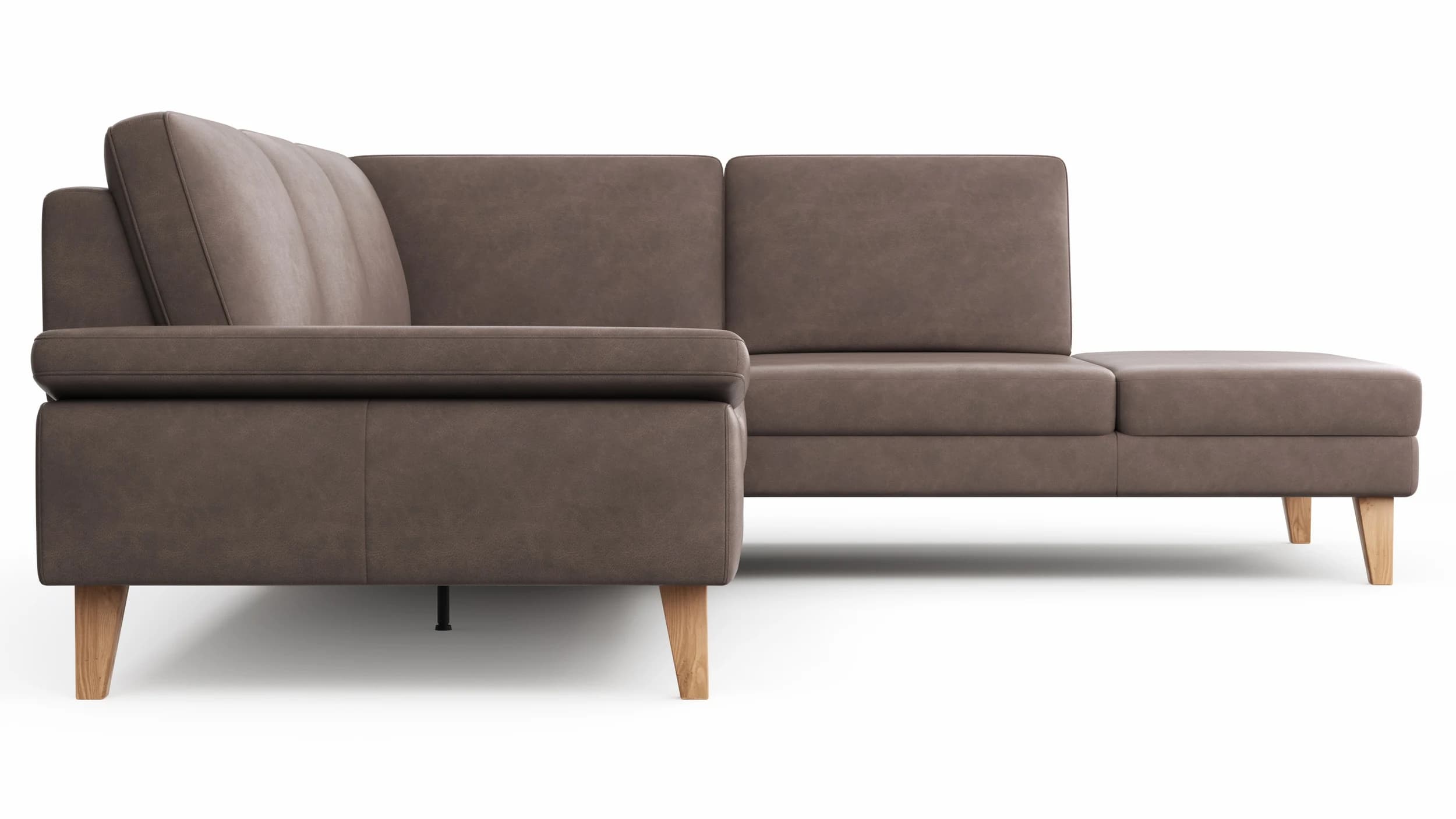 Ecksofa Houston - 2,5-Sitzer, Eckelement und 1-Sitzer mit Abschlussteil rechts,  inkl. Sitztiefenverstellung und Armlehne klappbar, Leder, Dunkelbraun