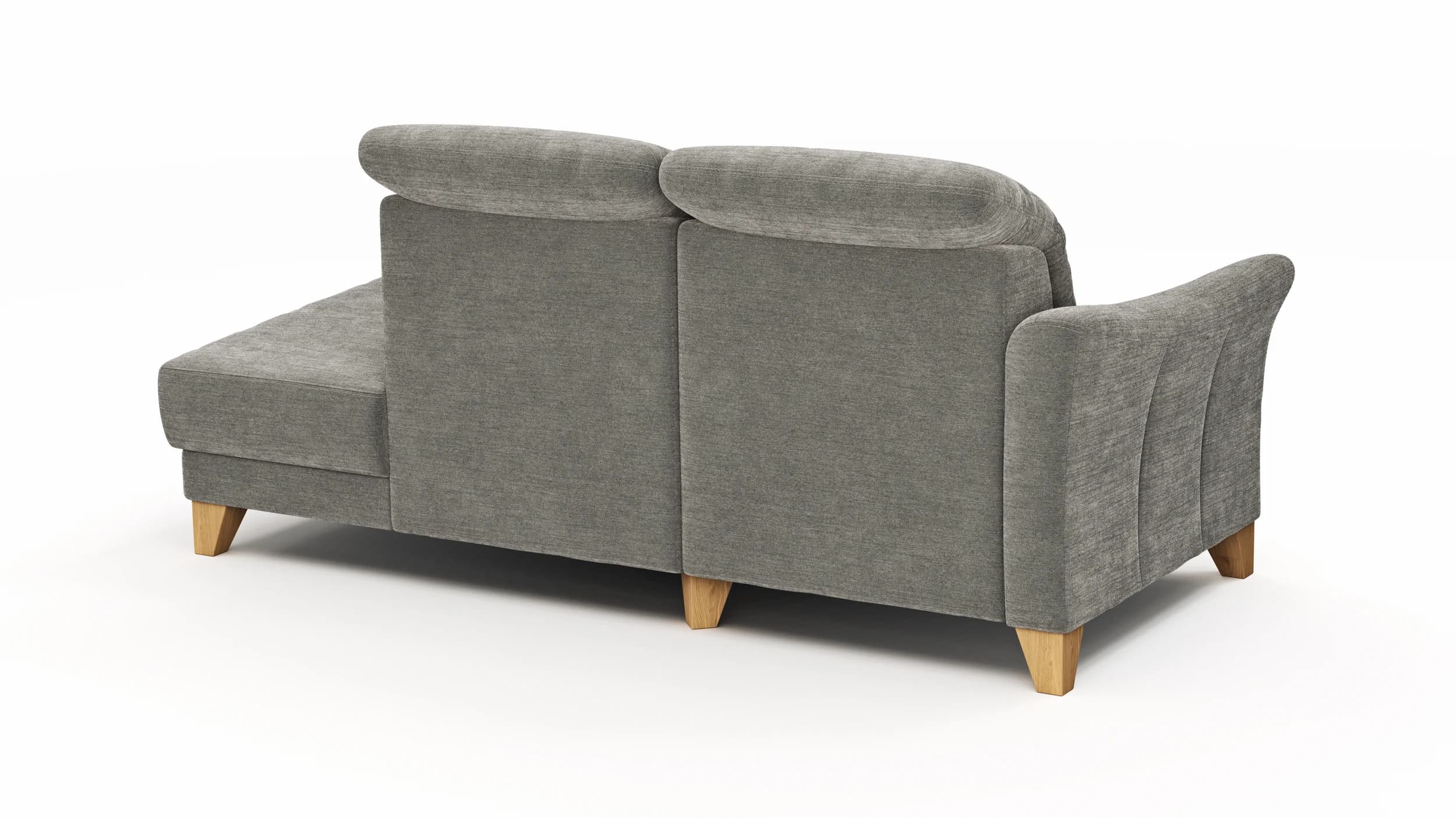Sofa Canterbury - Recamiere links, inkl. Sitzvorzug (motorisch), Stoff, Silbergrau