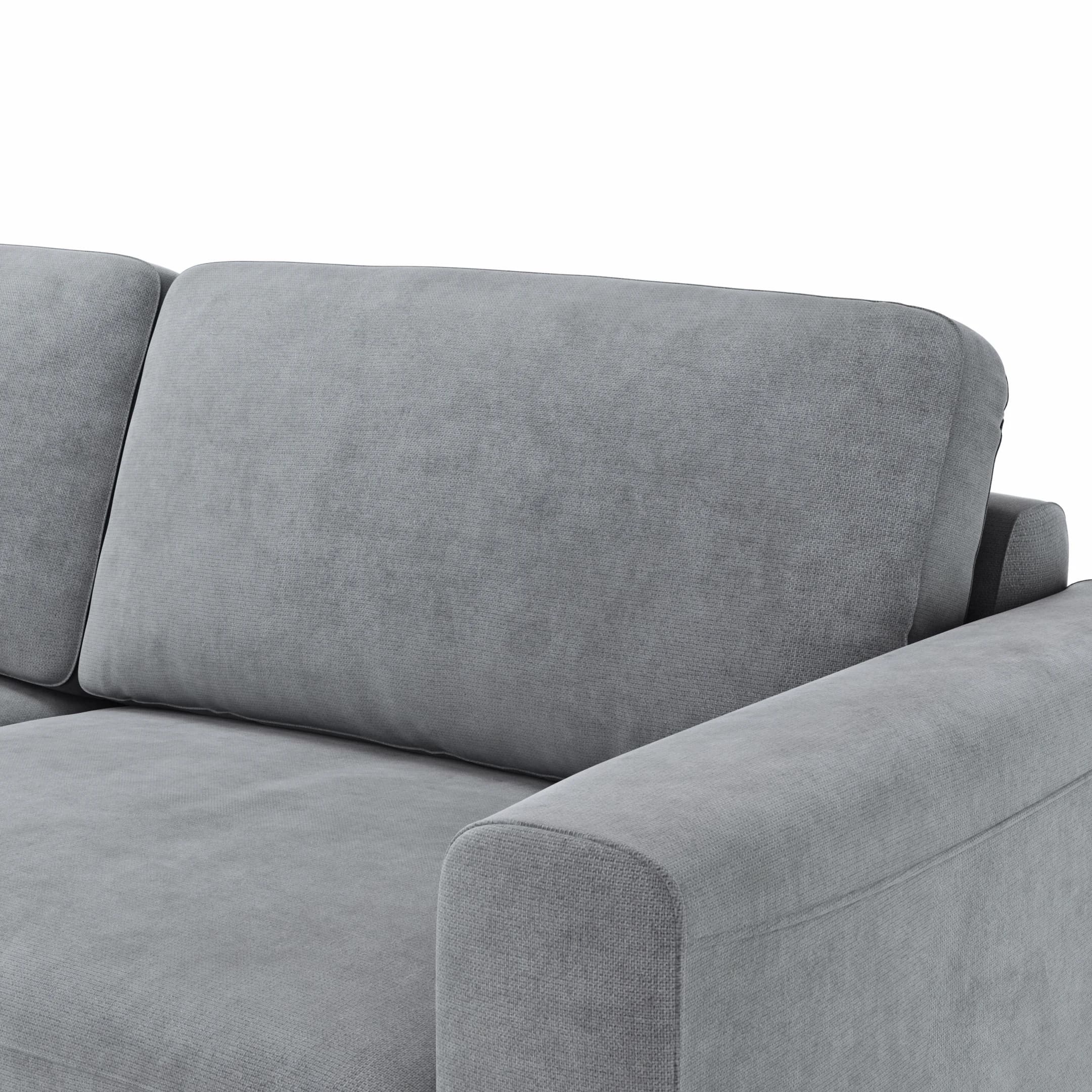 Ecksofa Oviedo - Longchair links mit 1,5-Sitzer, Stoff, Grau