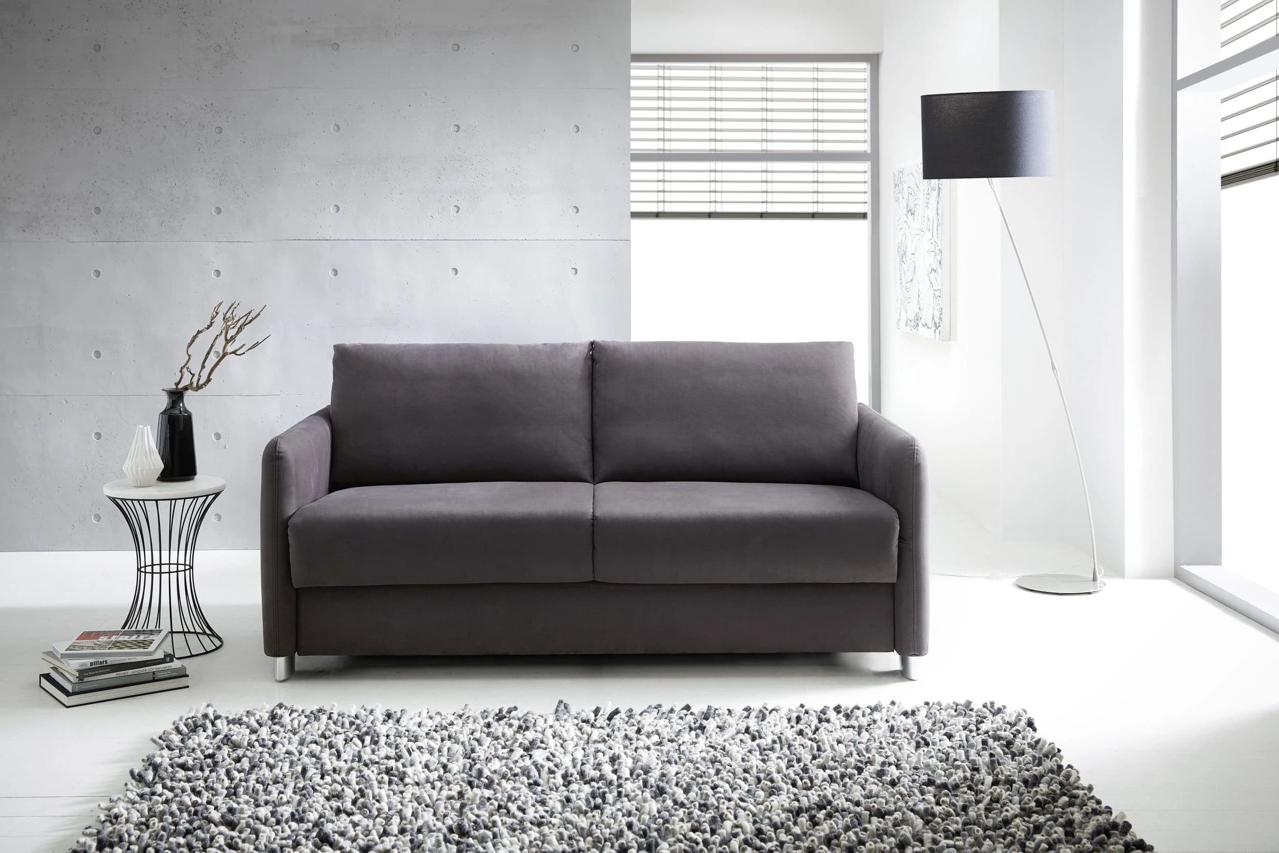 Schlafsofa - 2-Sitzer mit Schlaffunktion, Stoff, Schwarz 