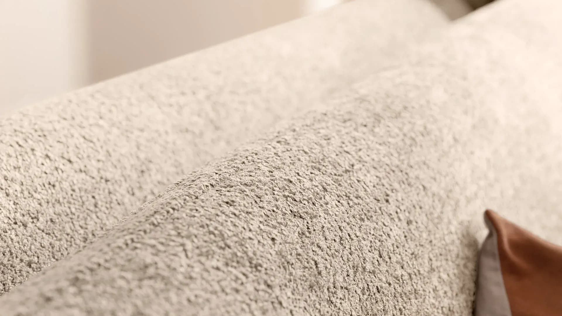 Ecksofa Karasu - 3-Sitzer mit Ottomane rechts, Stoff, Natur