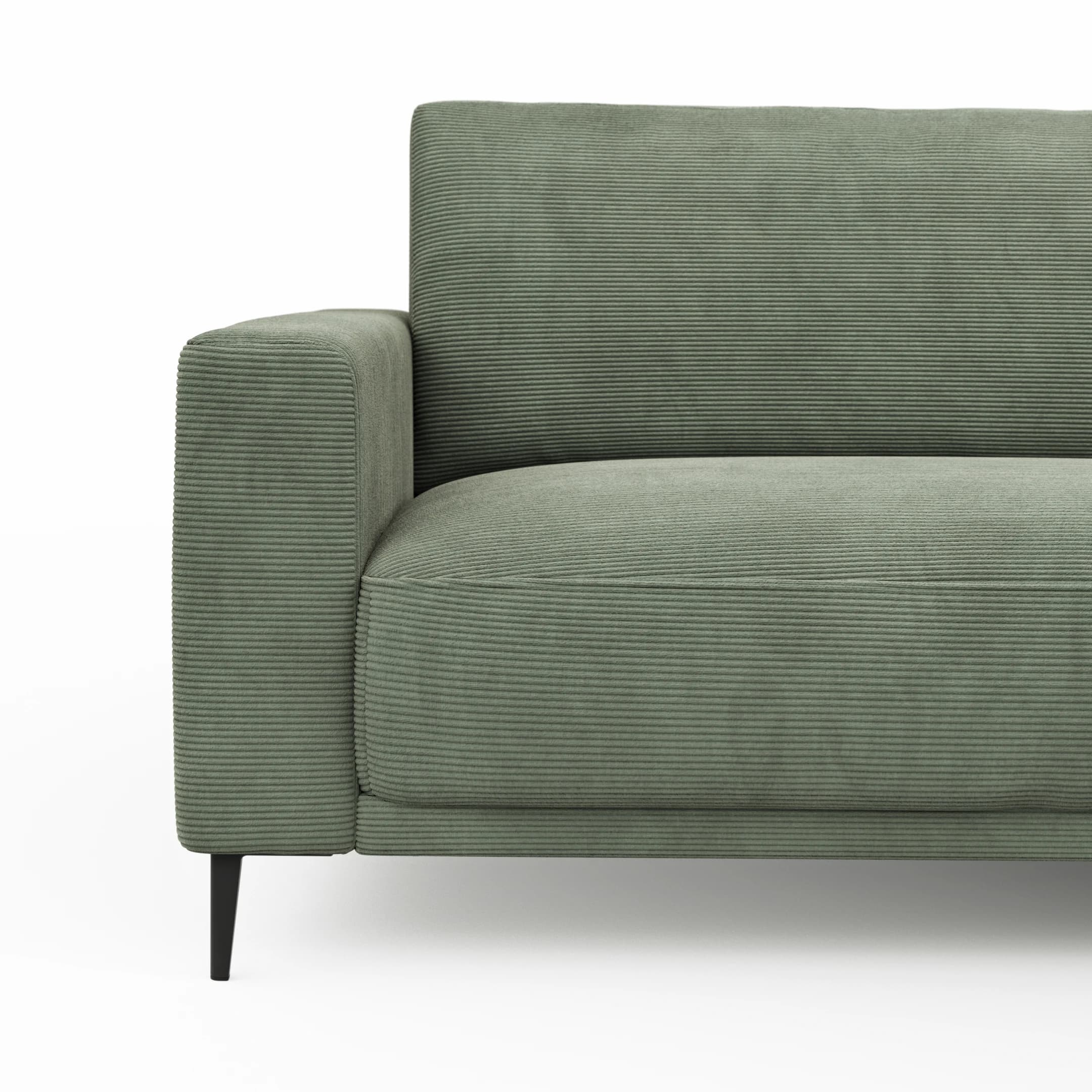 Ecksofa Solero 2.0 - 1,5-Sitzer mit Longchair groß rechts, Stoff, Olivgrün