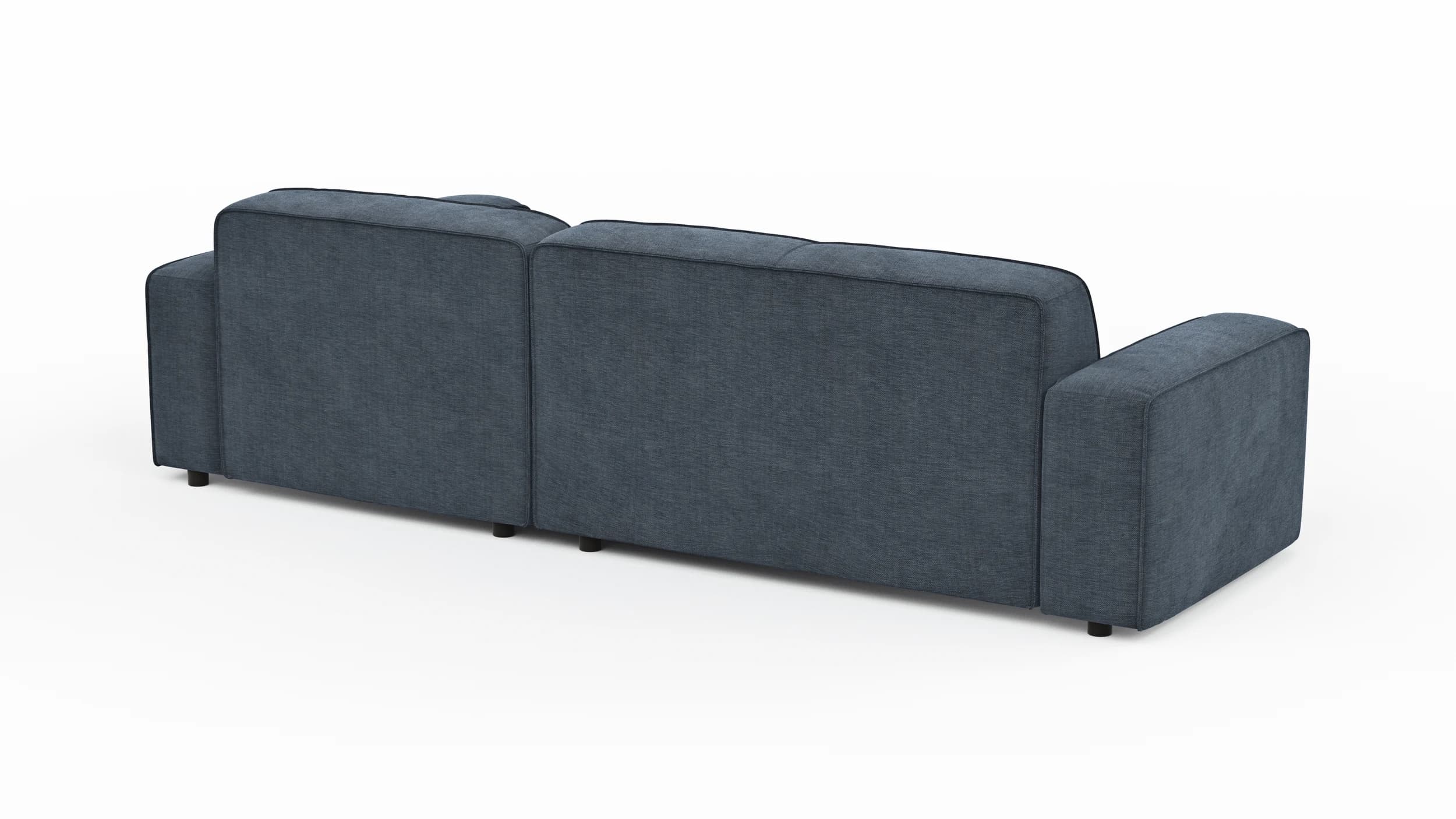 Ecksofa Denver - 2-Sitzer mit Longchair rechts, Stoff, Blau
