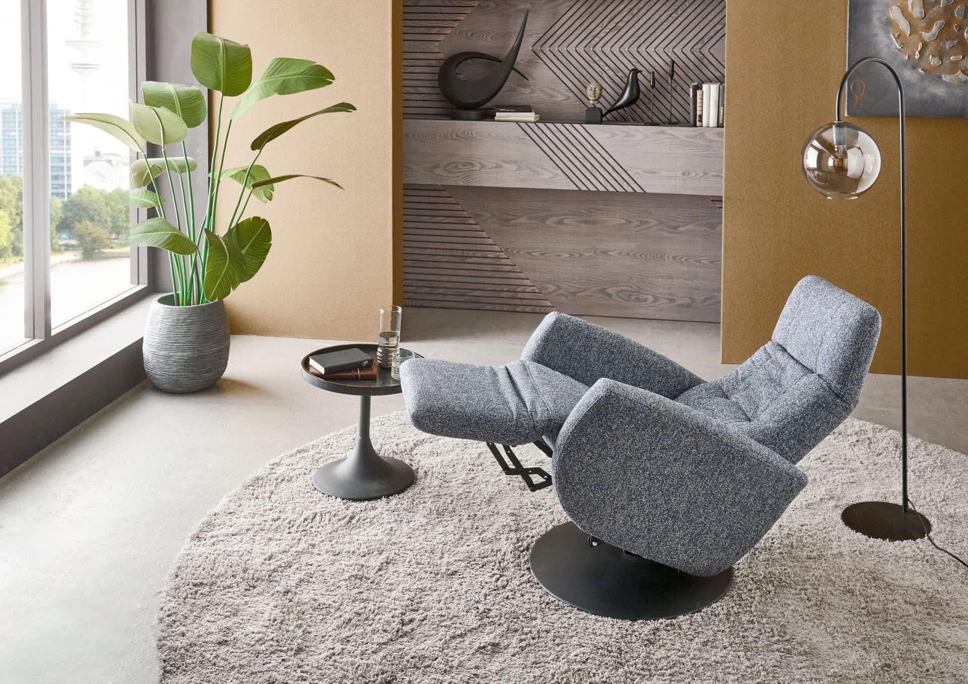 TV-Sessel - Größe S, Relaxfunktion, Kopfteil verstellbar, Stoff, Marine
