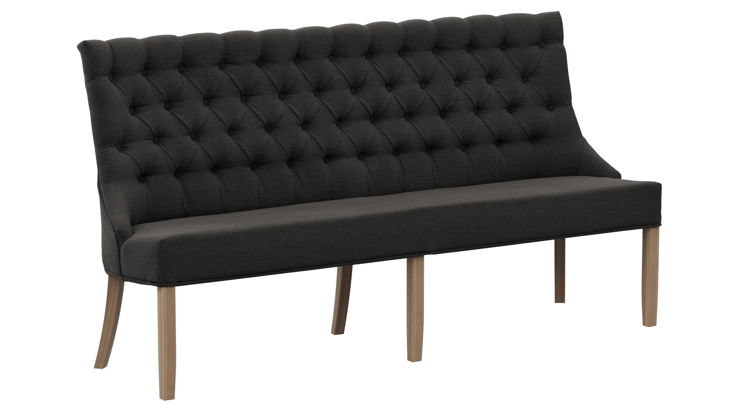 Polsterbank Litchfield - B. ca. 200cm, Stoff, Schwarzgrau