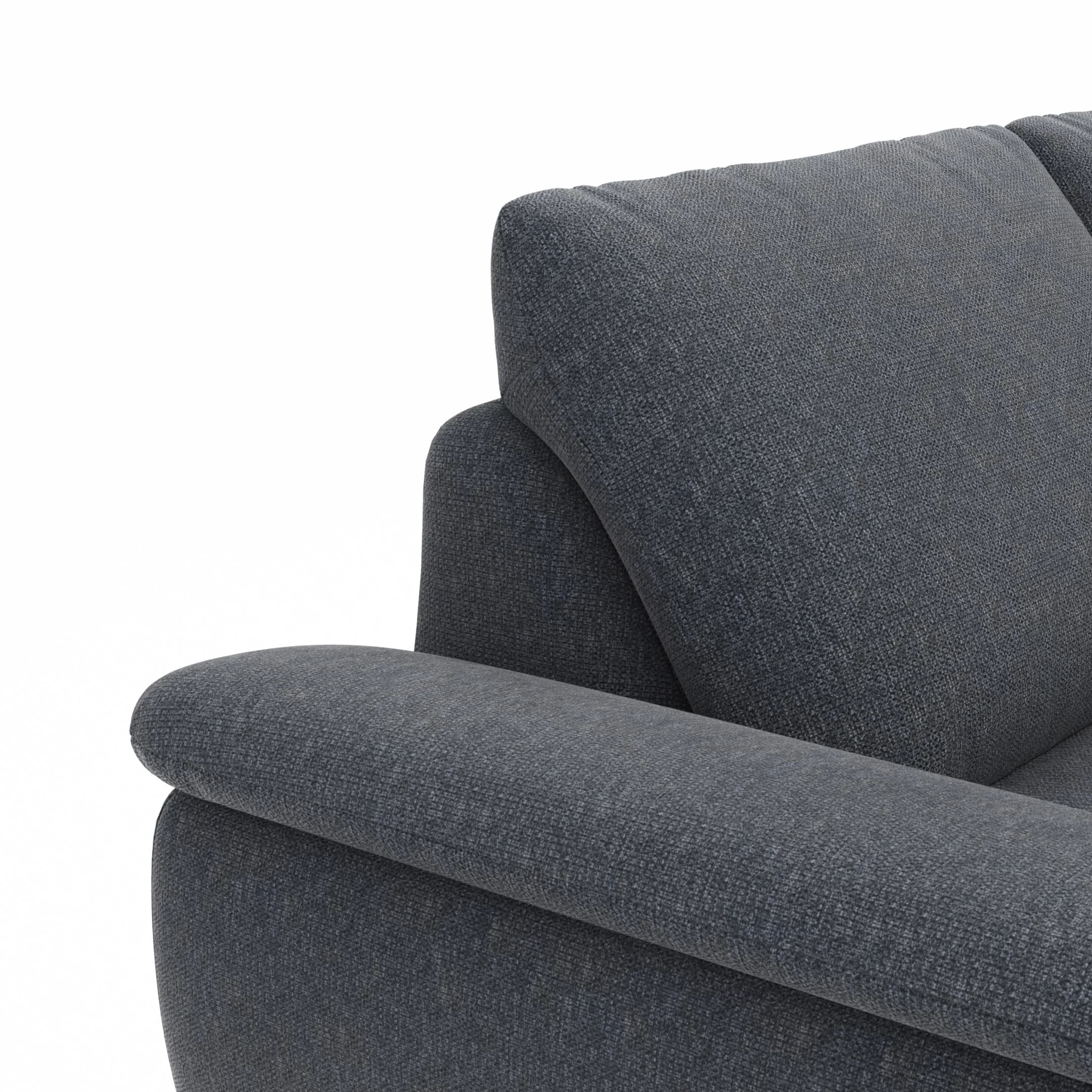 Ecksofa Gotera - 1,5-Sitzer med. + 1,5-Sitzer med. mit Longchair rechts inkl. Rückenlehne verstellbar, Stoff, Anthrazit