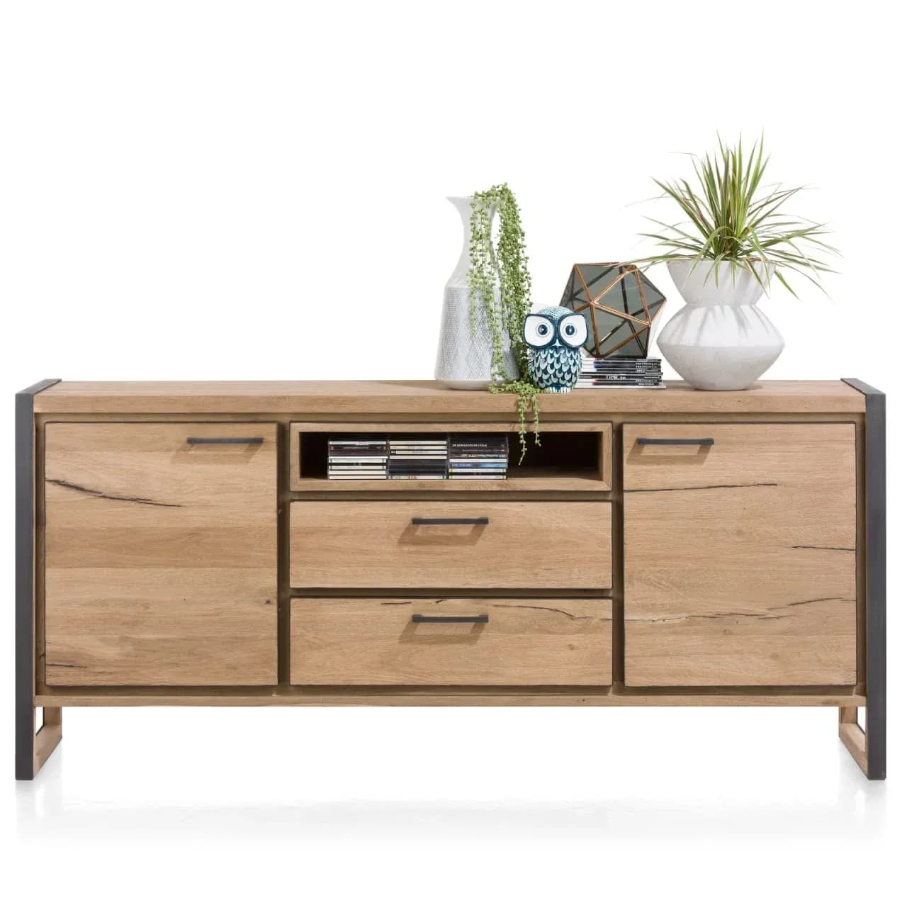 Metalo, Sideboard 180 cm - 2-Türen + 2-Laden + 1-Nische (+ LED)