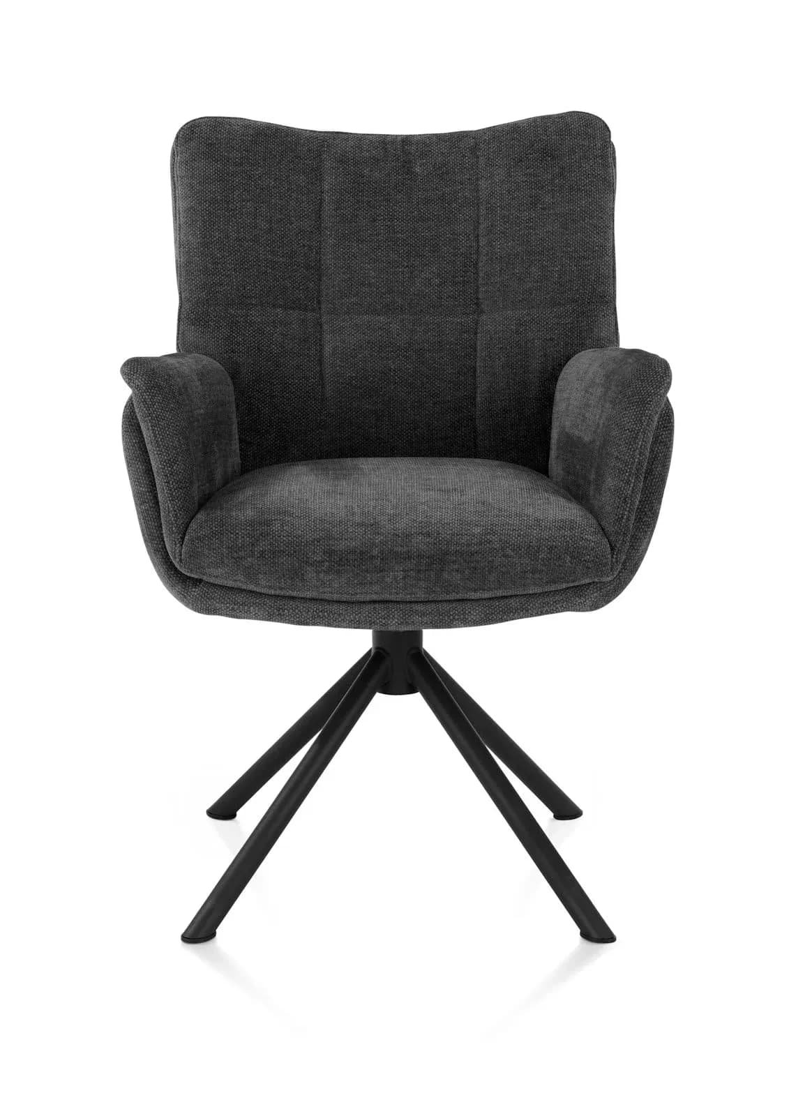 Juna, Armlehnstuhl - Schwarz Gestell - drehbar - Stoff Livigno