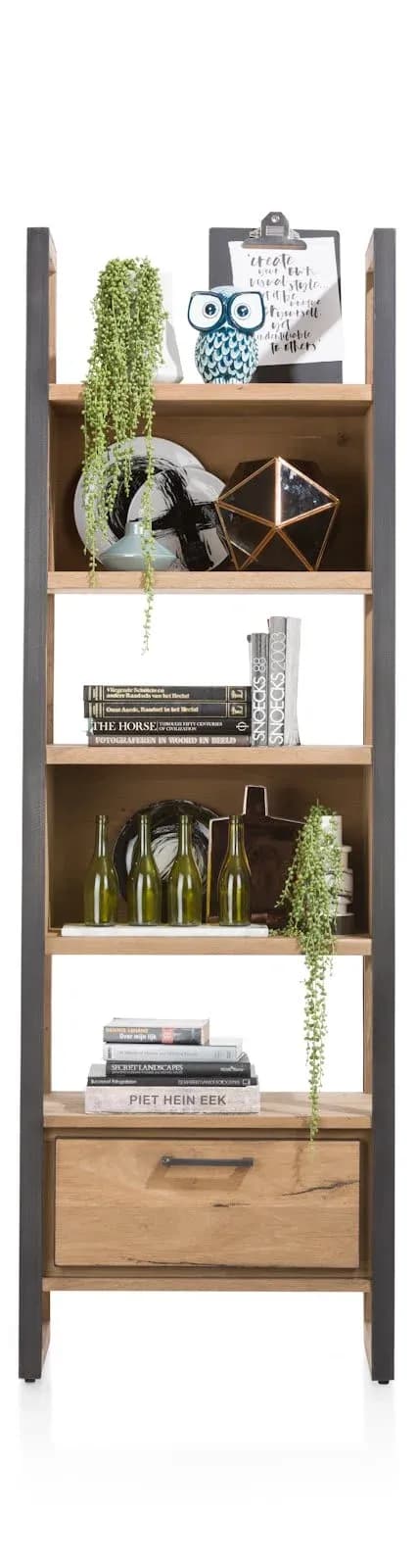 Metalo, Bücherregal 65 cm - 1-Lade + 5-Nischen