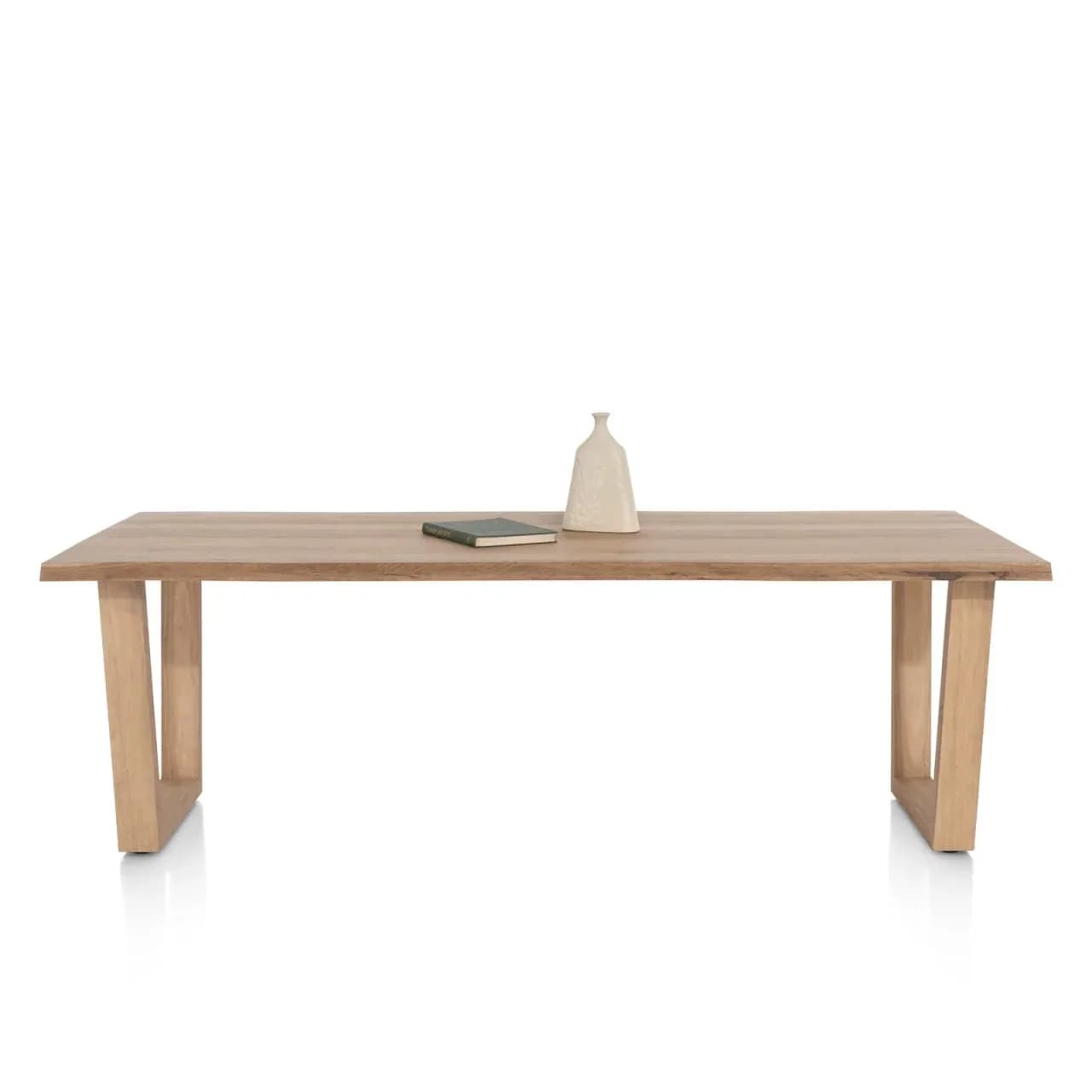 Nyborg, Tisch 230 x 100 cm - Tischplatte mit natürliche Baumkante - V-Fuß Holz
