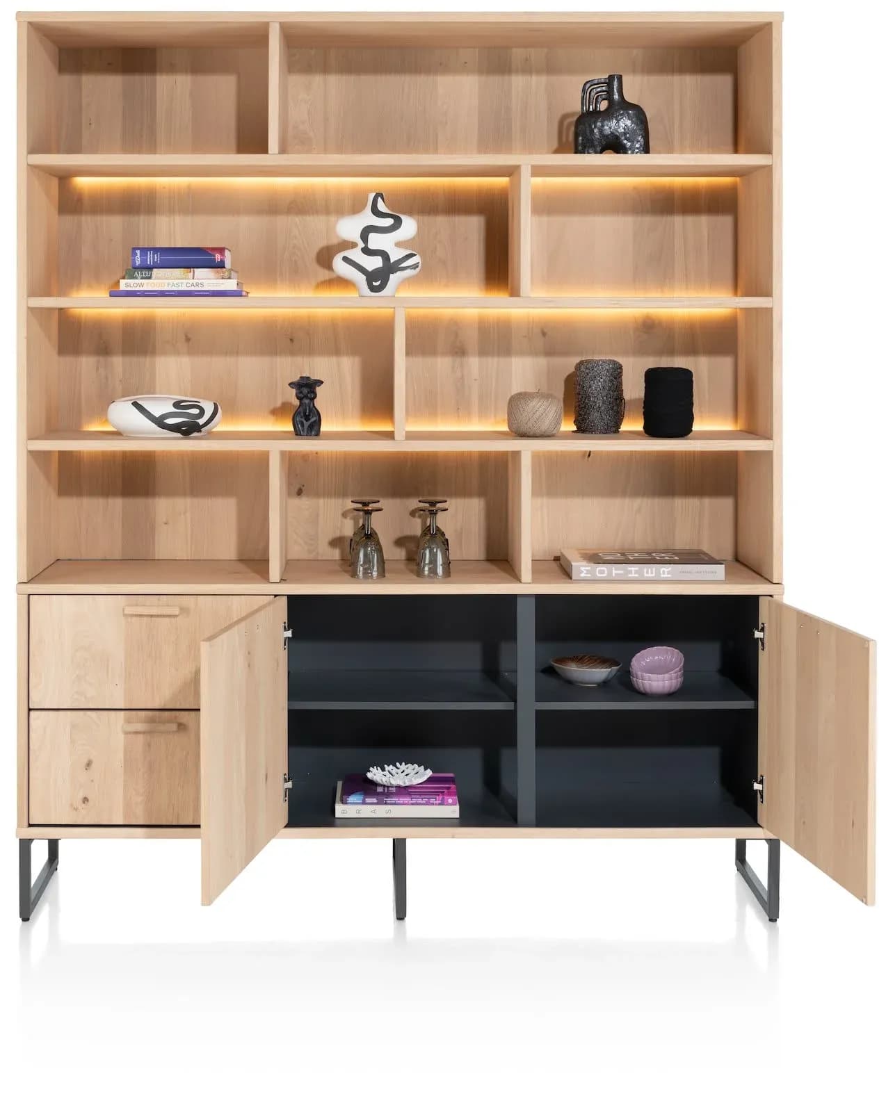 Castello, Buffet 181 cm - 2-Türen + 2-Laden + 9-Nischen (+ LED)