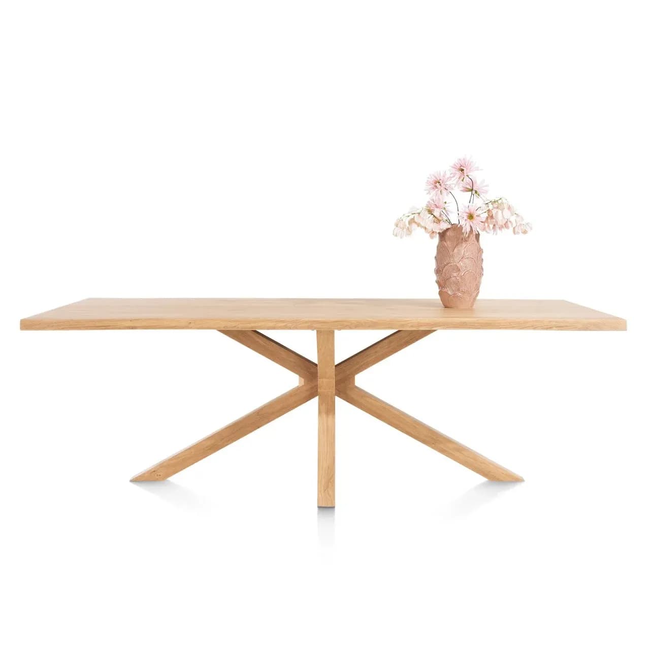 Nyborg, Tisch 230 x 100 cm - Tischplatte mit natürliche Baumkante - Mittelfuß Holz