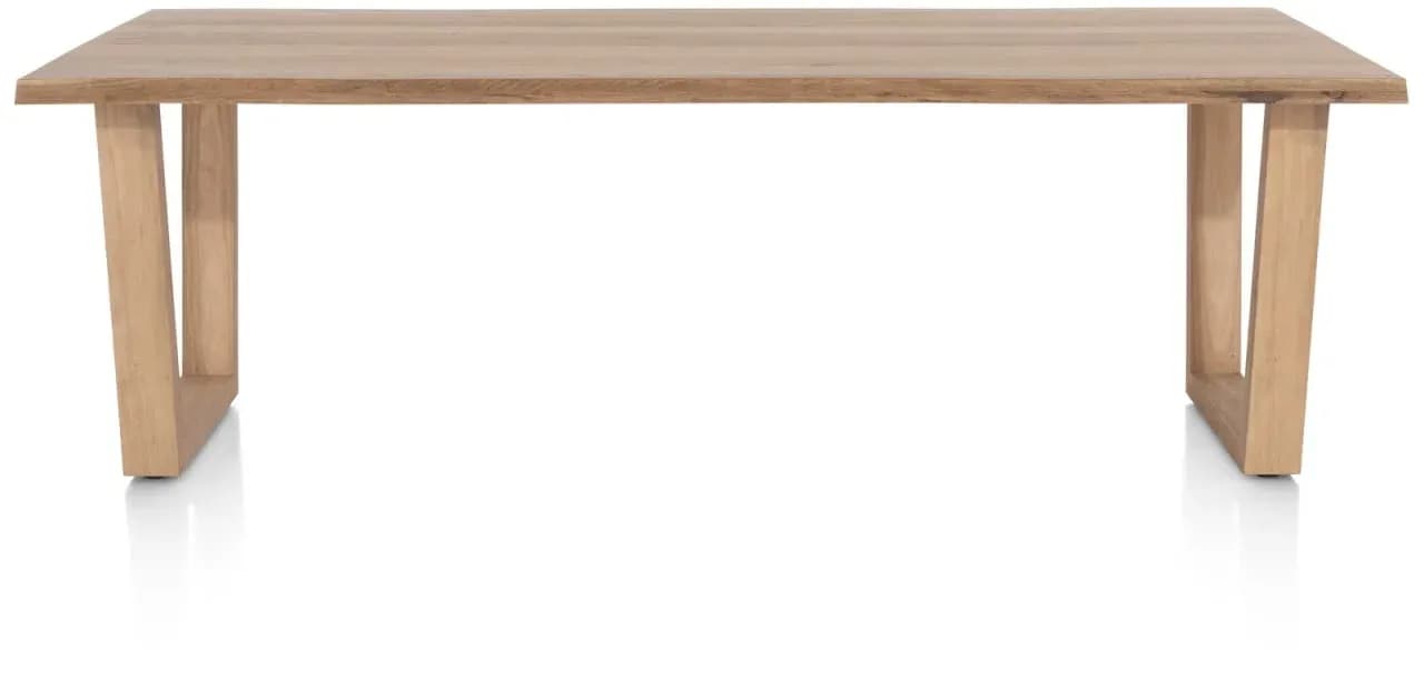 Nyborg, Tisch 230 x 100 cm - Tischplatte mit natürliche Baumkante - V-Fuß Holz