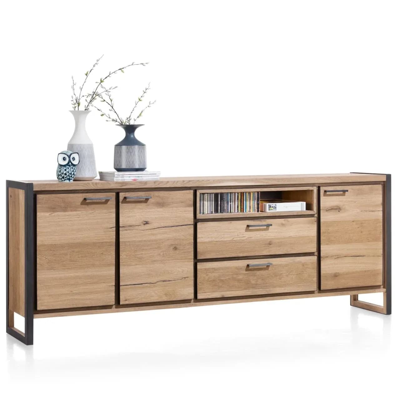 Metalo, Sideboard 240 cm - 3-Türen + 2-Laden + 1-Nische (+ LED)