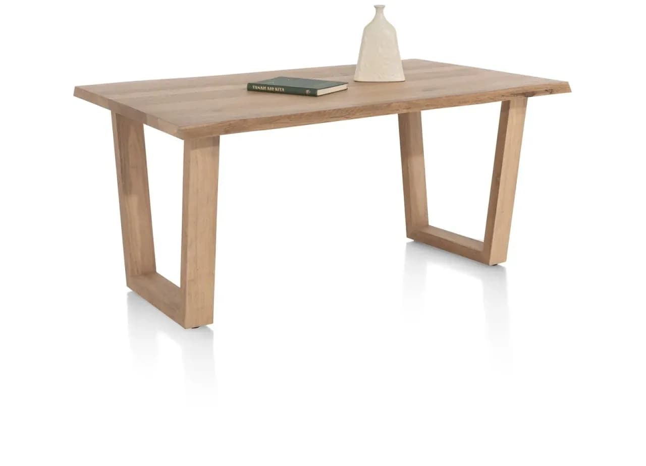 Nyborg, Tisch 200 x 100 cm - Tischplatte mit natürliche Baumkante - V-Fuß Holz