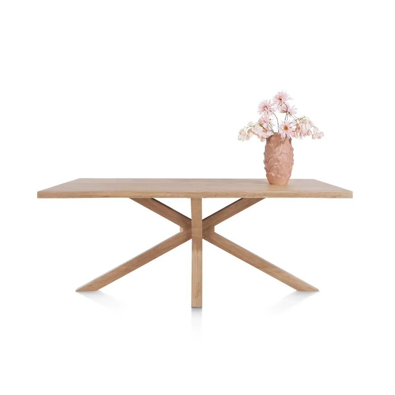 Nyborg, Tisch 200 x 100 cm - Tischplatte mit natürliche Baumkante - Mittelfuß Holz
