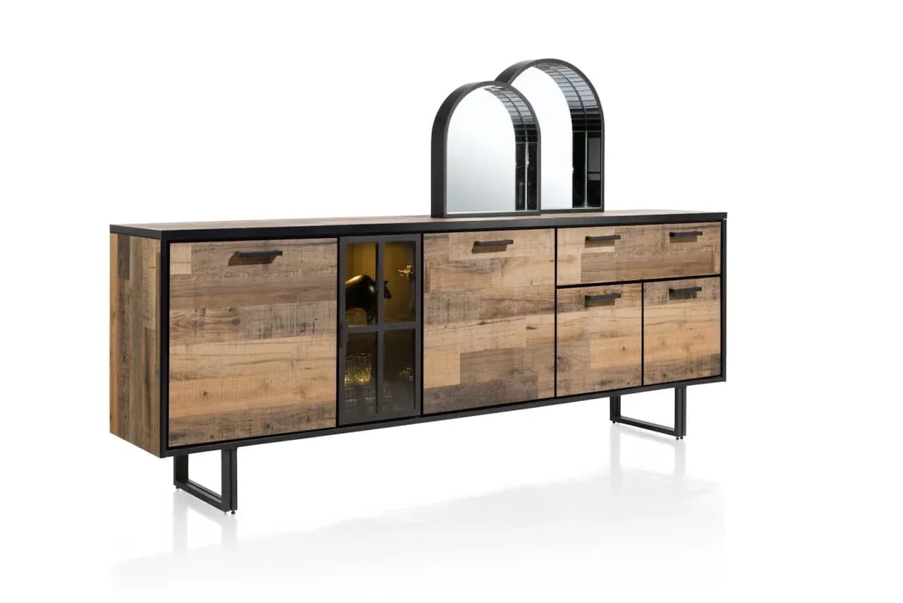 Avalon, Sideboard 230 cm - 4-Türen + 1-Lade + 1-Glastür (+ LED)