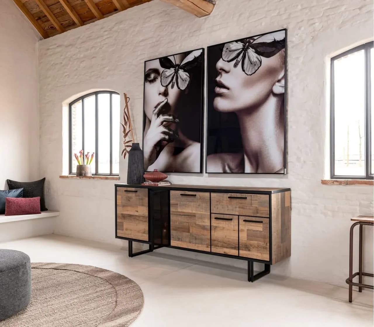 Avalon, Sideboard 230 cm - 4-Türen + 1-Lade + 1-Glastür (+ LED)