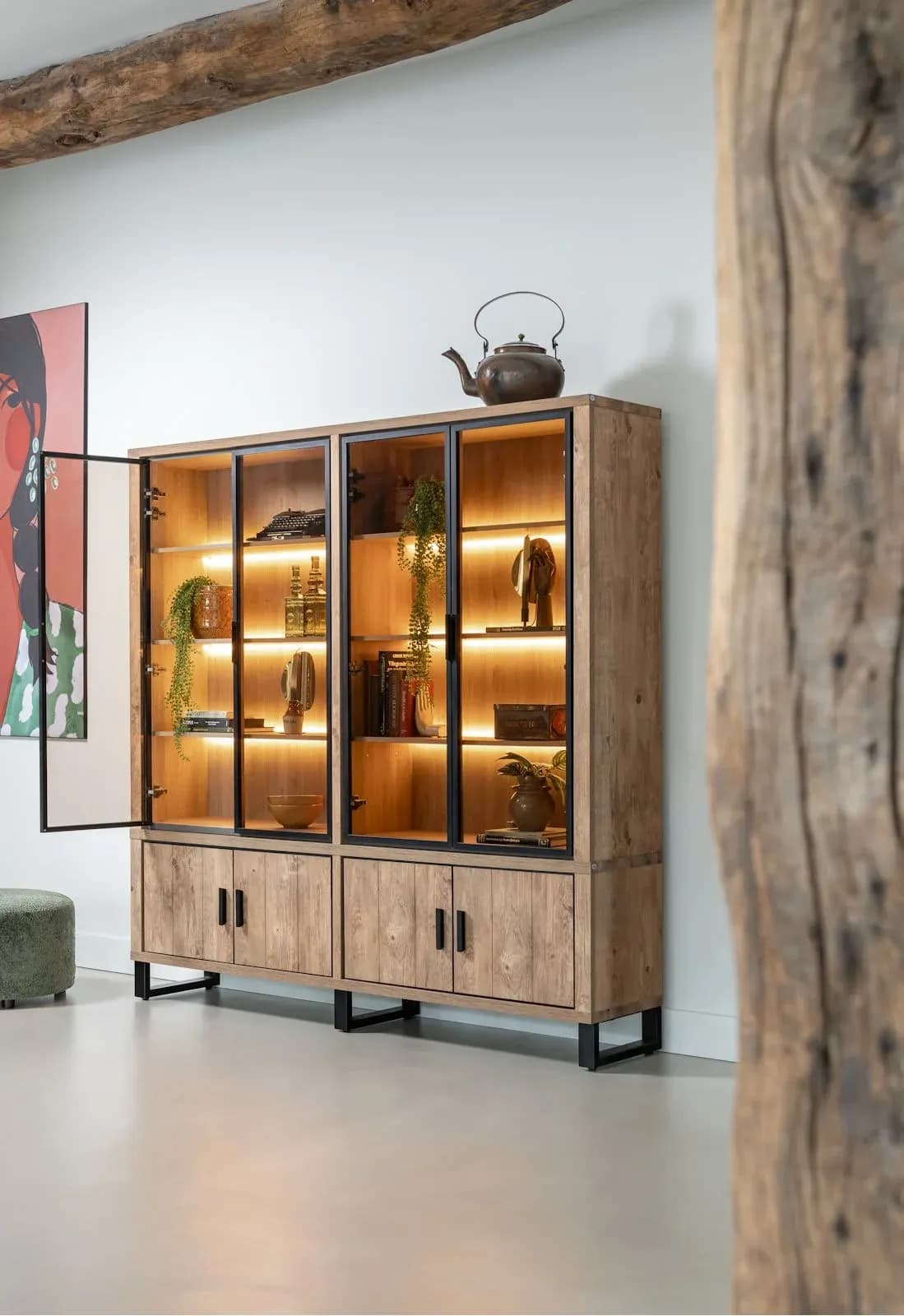 Pavarotti, Buffet 210 cm - 4-Türen + 4-Glastüren (+ LED)