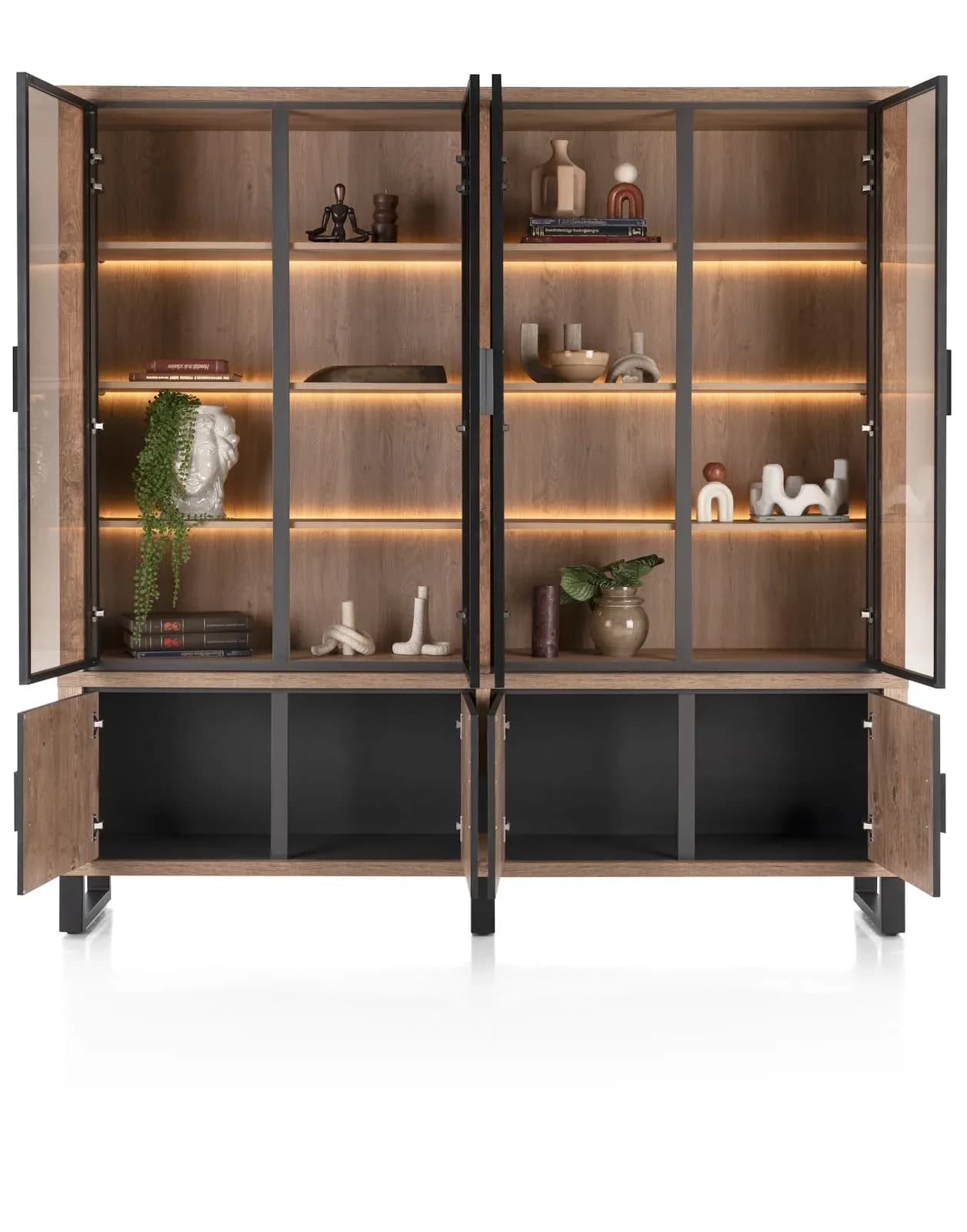 Pavarotti, Buffet 210 cm - 4-Türen + 4-Glastüren (+ LED)