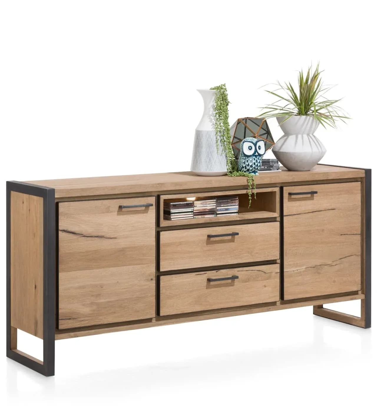 Metalo, Sideboard 180 cm - 2-Türen + 2-Laden + 1-Nische (+ LED)